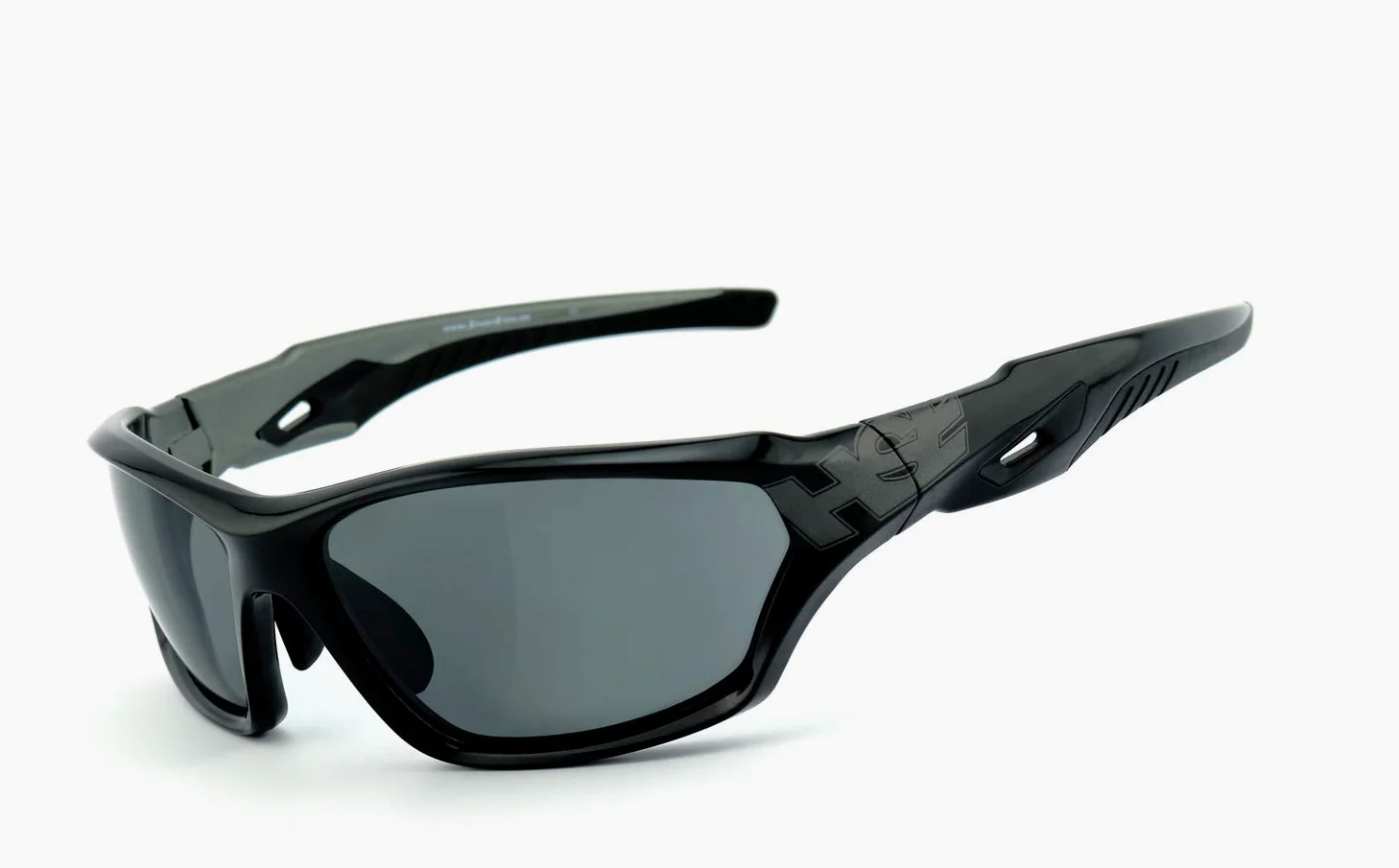filtr ochronny UV400, HLT® szkło bezpieczne z tworzywa sztucznego zgodne z normą DIN EN 166 | okulary sportowe, okulary rowerowe, okulary przeciwsłoneczne, oprawka okularów: czarny, szary, wysoki połysk, uszlachetnione, okulary: 2093bs