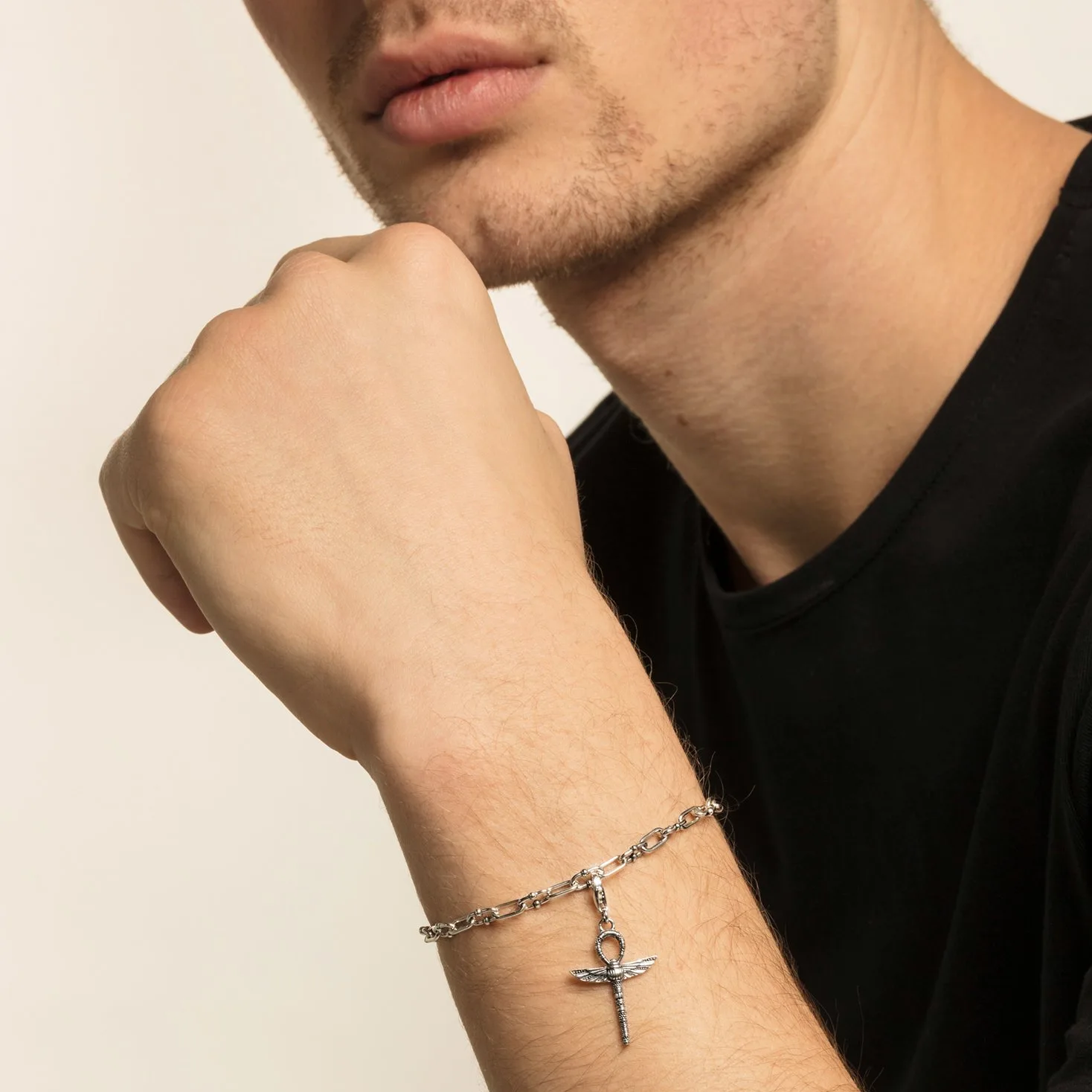 Thomas Sabo Damen Herren-Charm-Anhänger Lebenskreuz Ankh mit Skarabäus Charm Club 925 Sterling Silber 1551-637-21
