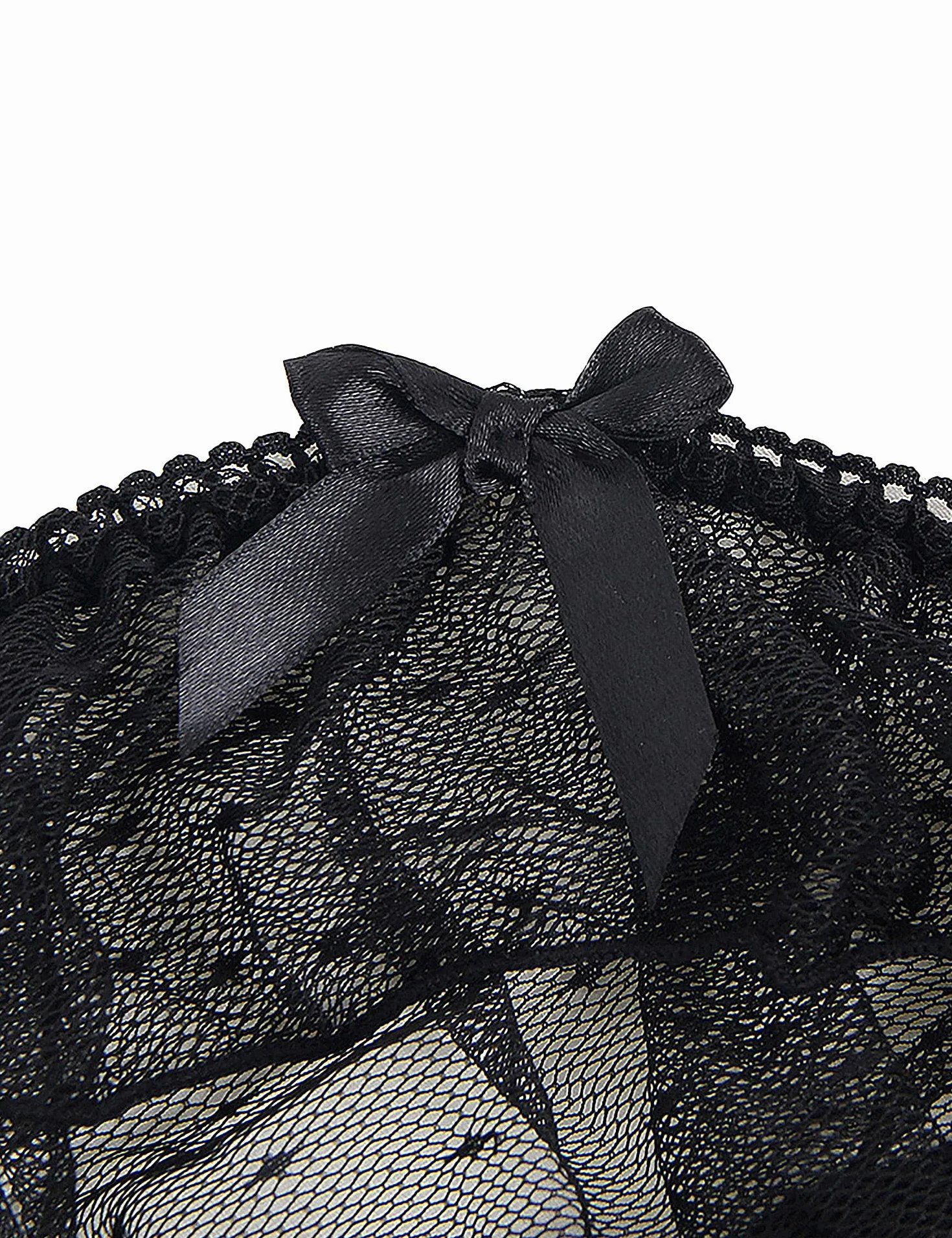 comeondear Damski koronkowy pas do pończoch z siateczki podwiązka mała spódnica plus size zestaw bielizny 4 regulowane paski stringi czarne UK 8-22