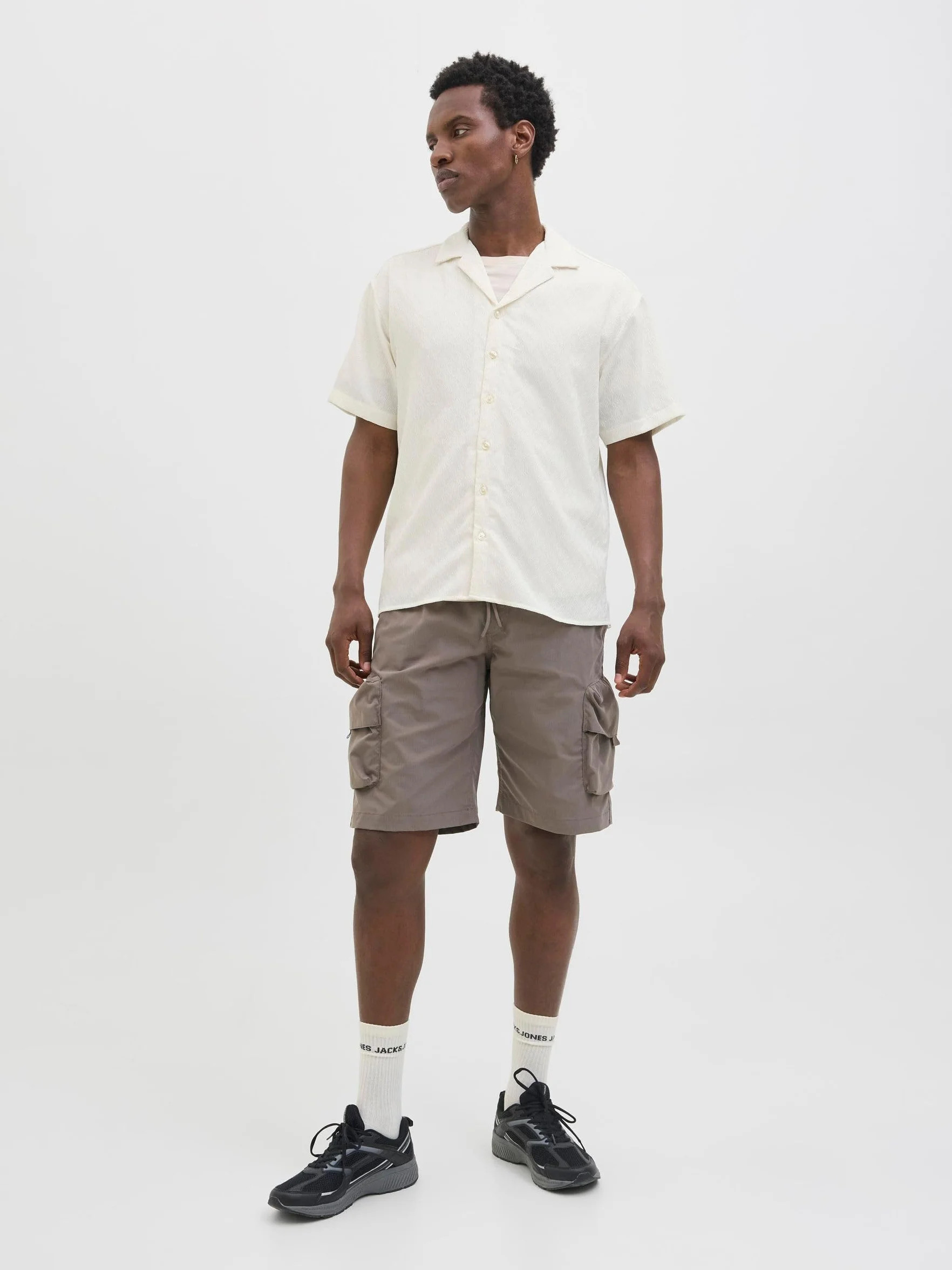 JACK & JONES Męska koszulka Jcosago Texture SS, czarny, L