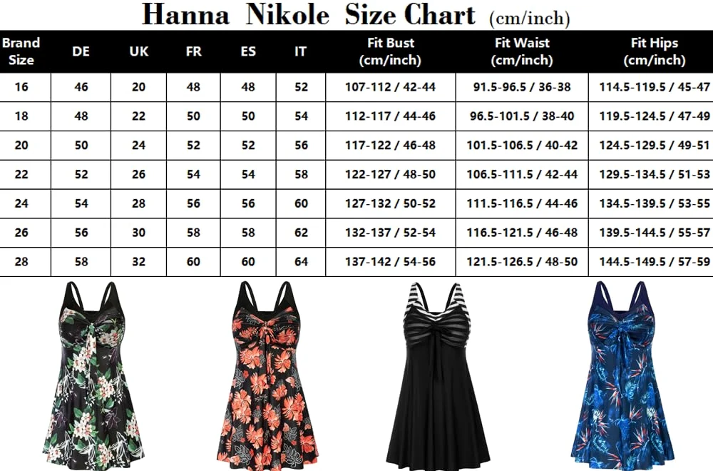 Hanna Nikole Tankini damski zestaw dużych rozmiarów, nadruk kwiatowy, sukienka kąpielowa, wyszczuplający brzuch, dwuczęściowy kostium kąpielowy z szortami chłopięcymi