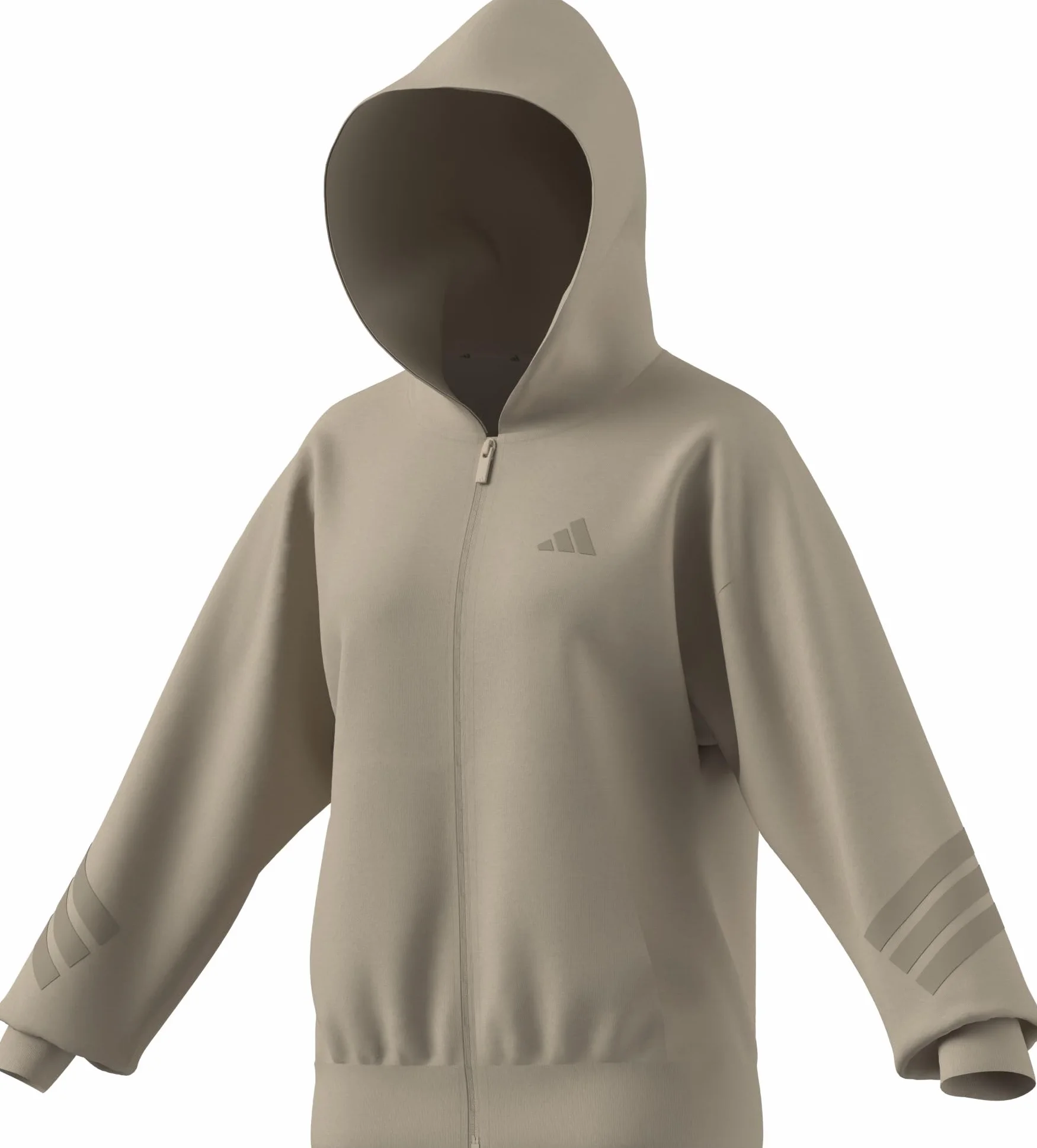 adidas dames FUTURE ICONS THREE STRIPES FULL ZIP HOODIE, Crystal Linen, L