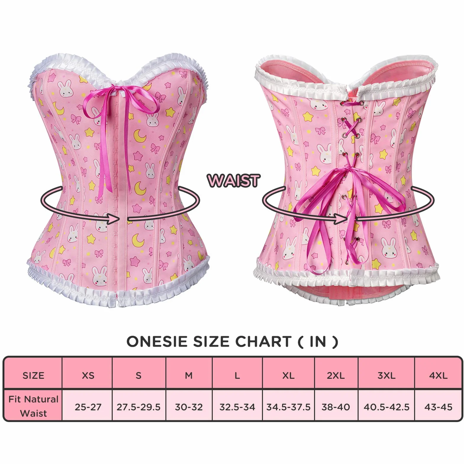 LittleForBig Damski Sznurowany Overbiust Gorset Bustier Bodyshaper Top