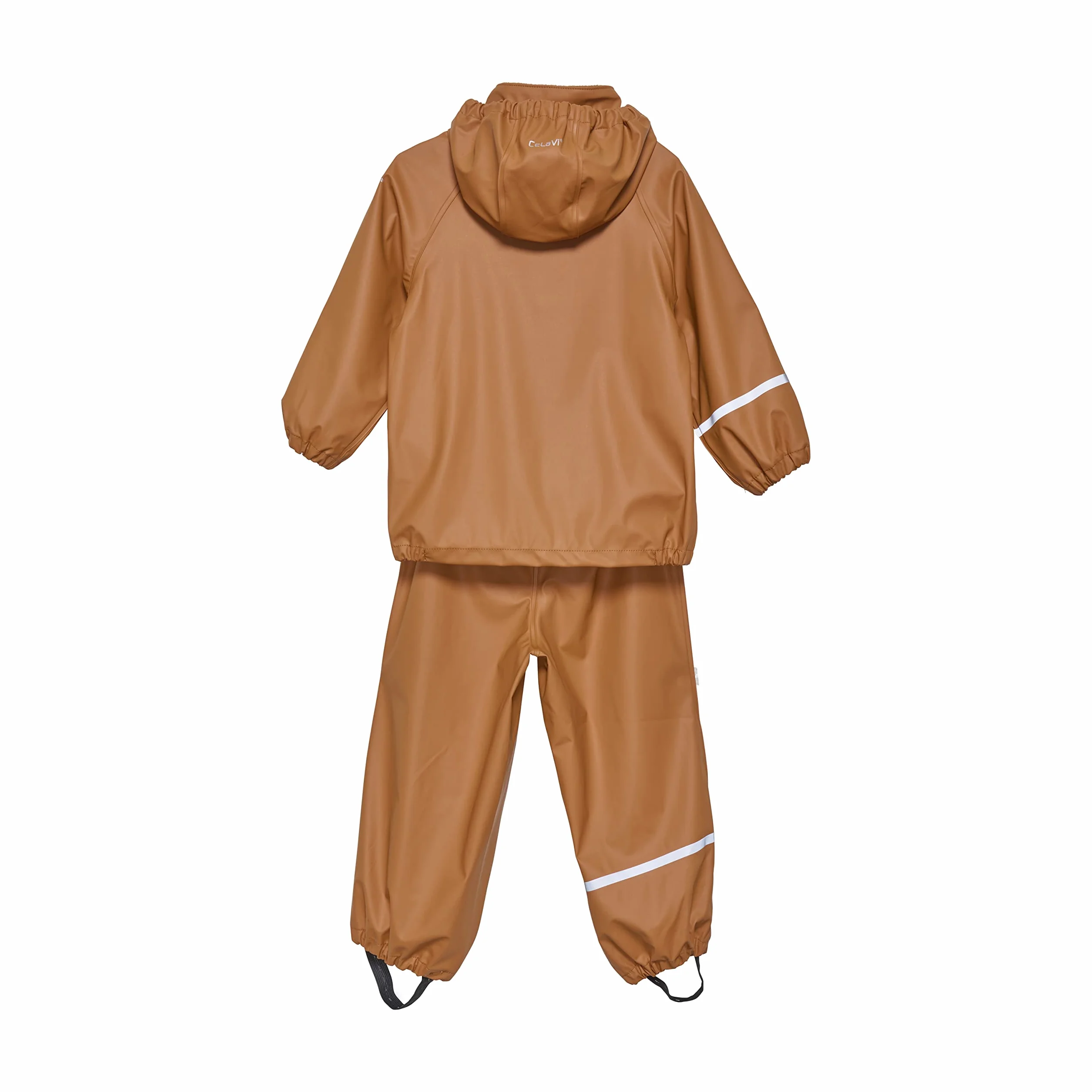 Celavi Unisex Kids Basic Rainwear Set-Recycle PU Rain Jacket, Amber Brown, 100, brązowy, 100