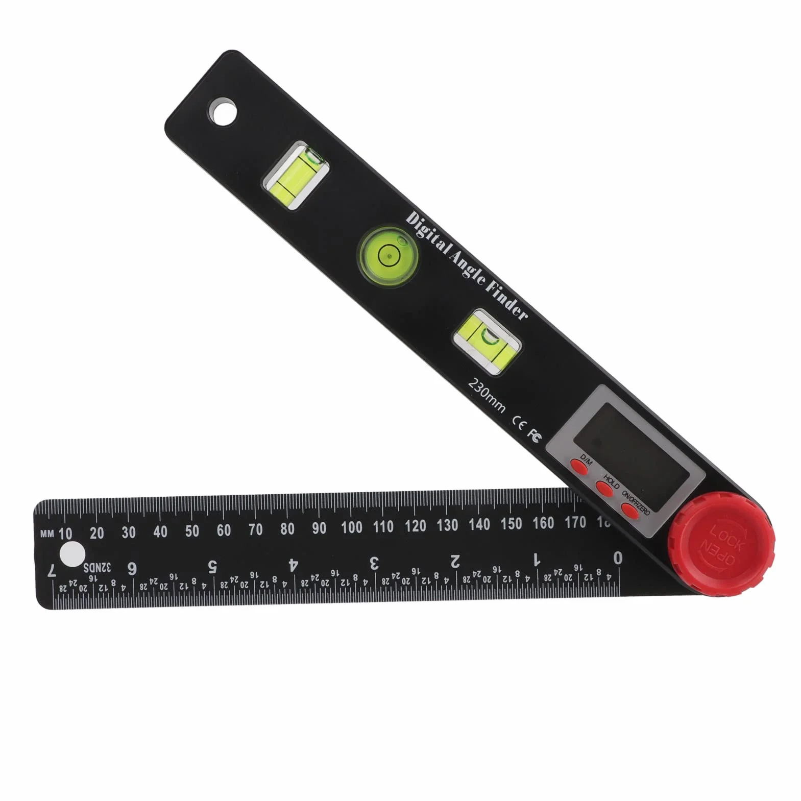 Finans Digital Angle Finder, Struktura Blokująca 360 Stopni, 4 w 1 Wielofunkcyjny Linijka Kątowa z LED HD, Kątownik Cyfrowy Wyszukiwarka Kąta dla Domu na Zewnątrz, Poziom