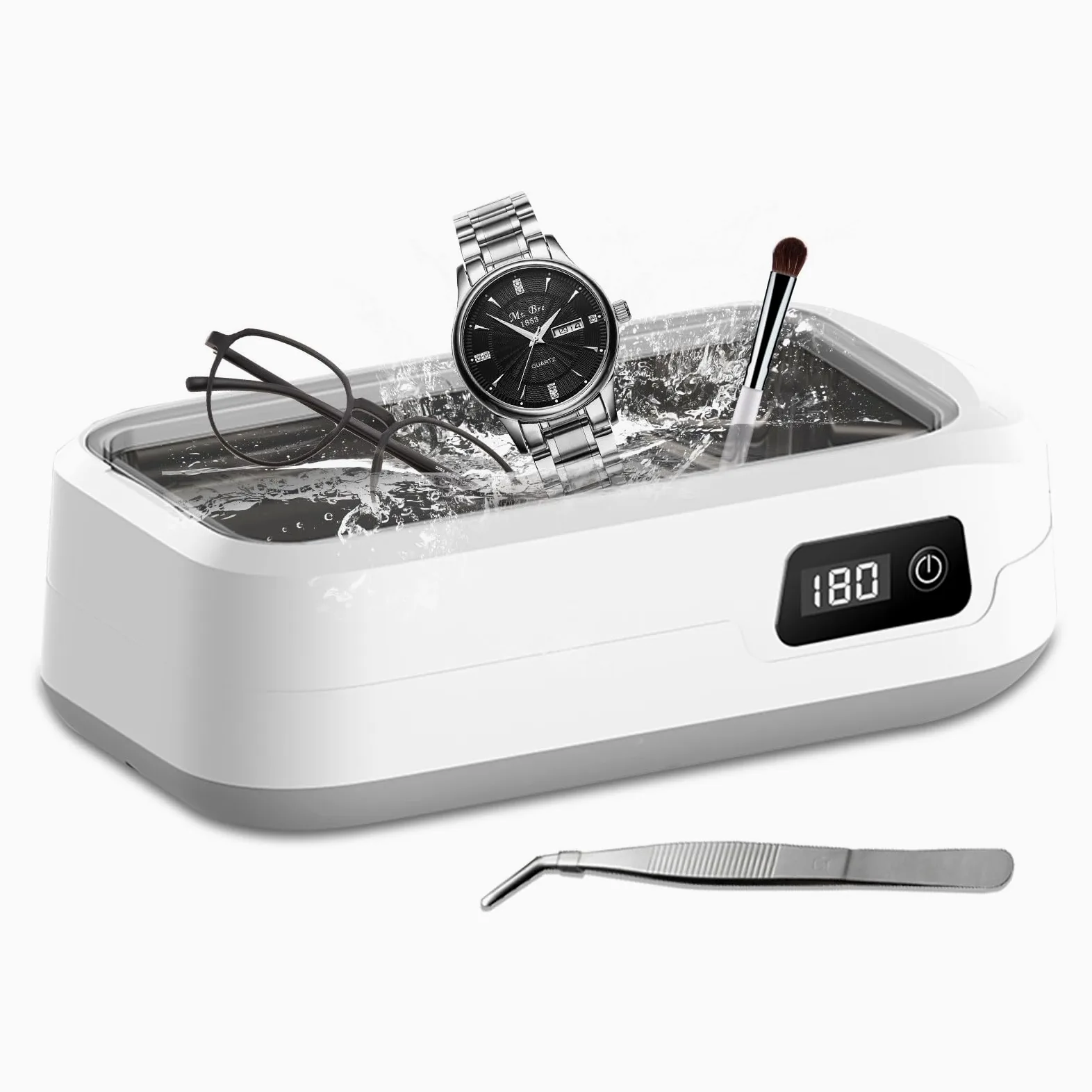 mumisuto Ultradźwiękowy środek czyszczący 640 ml, 48000 Hz, głębokie czyszczenie 360°, ultradźwiękowa pralka z 4 trybami czasu, ultradźwiękowy środek czyszczący do okularów, zegarków, biżuteria