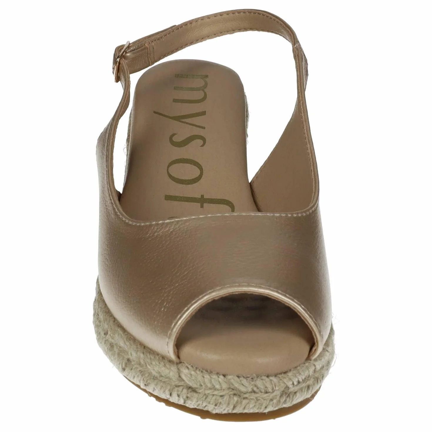 mysoft 25M100 damskie espadryle na koturnie platforma jutowa z otwartym palcem i regulowaną klamrą wygodne i eleganckie espadryle dla kobiet