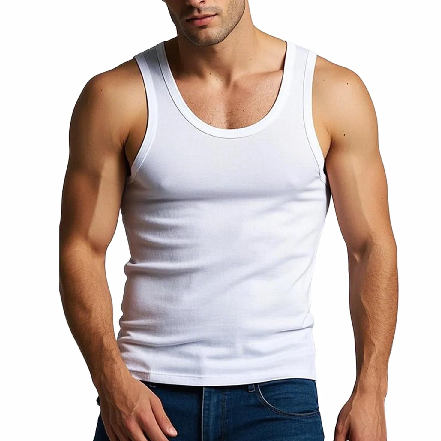 Voarge Podkoszulek męski, 3-pak, tank top z bawełną, koszulka na mięśnie, sportowa koszulka pod pachami, M-3XL