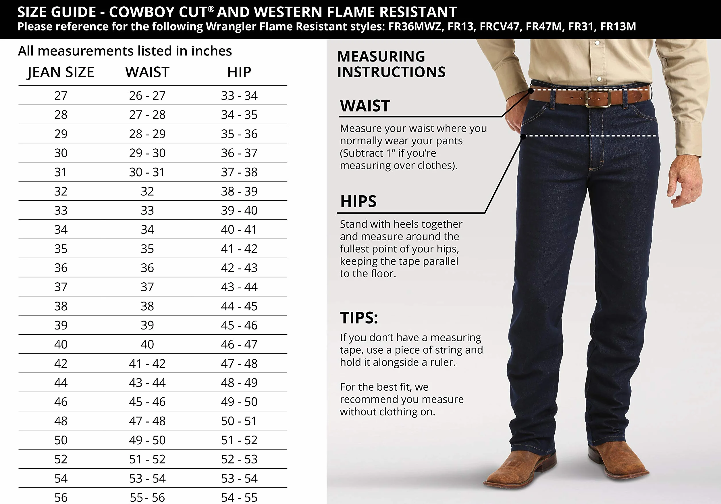 Wrangler Męskie dżinsy ognioodporne o oryginalnym kroju