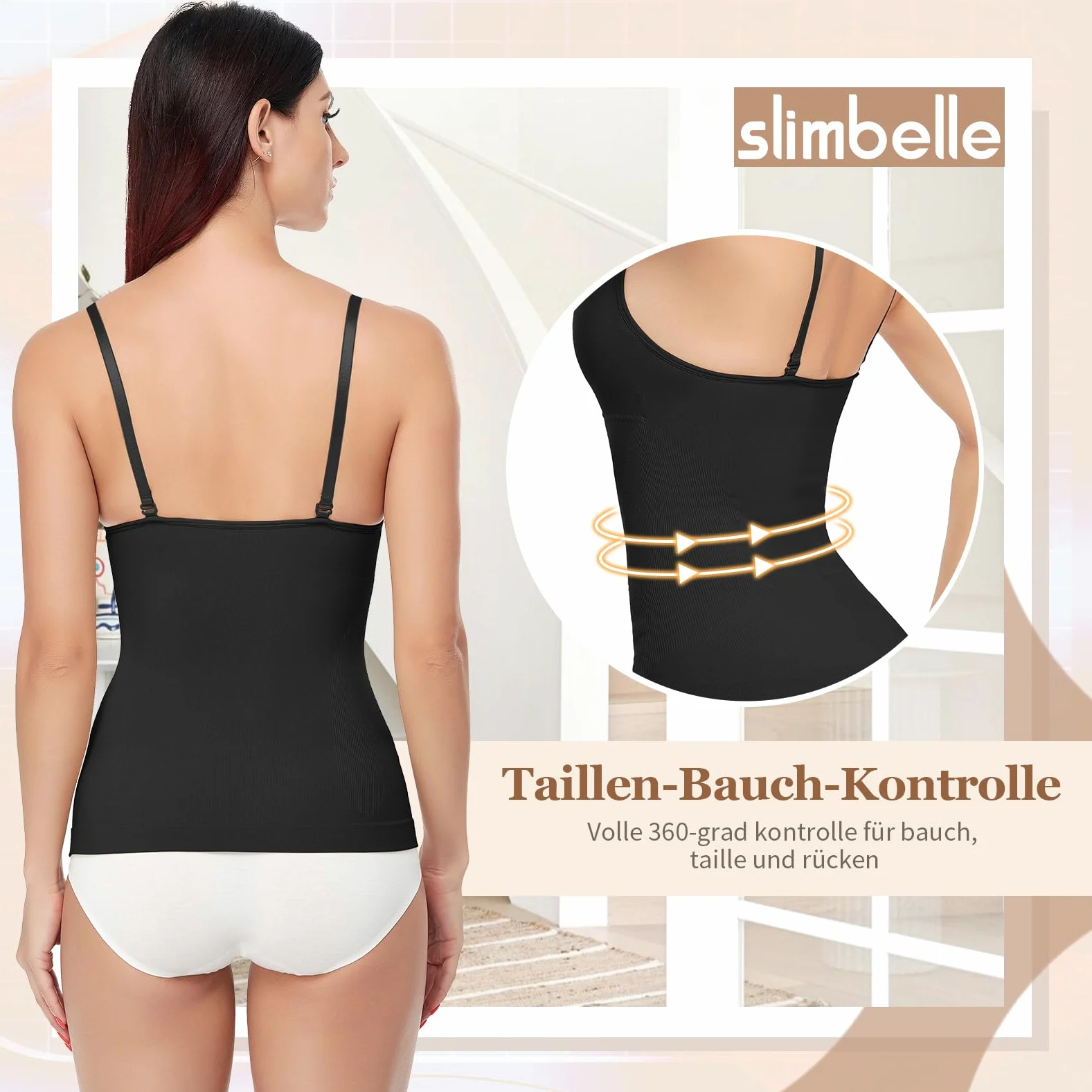 damski podkoszulek modelujący brzuch casual, top modelujący sylwetkę, bez szwów, modelujący top z ramiączkami spaghetti