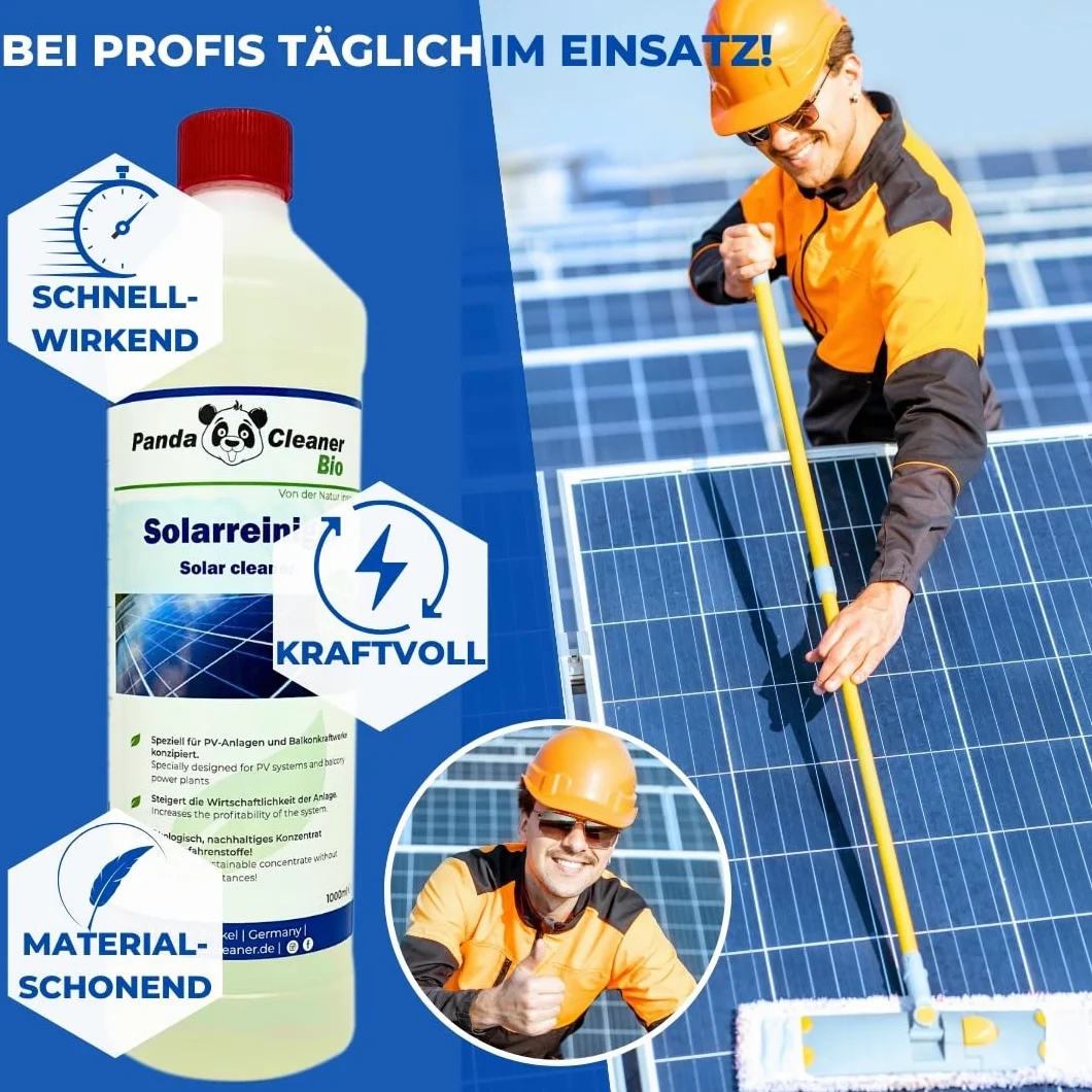 PandaCleaner Bio środek czyszczący – 1 l profesjonalny środek do czyszczenia instalacji solarnych i PV – wysoko skoncentrowany 1:100 do instalacji solarnych, modułu fotowoltaicznego, panelu