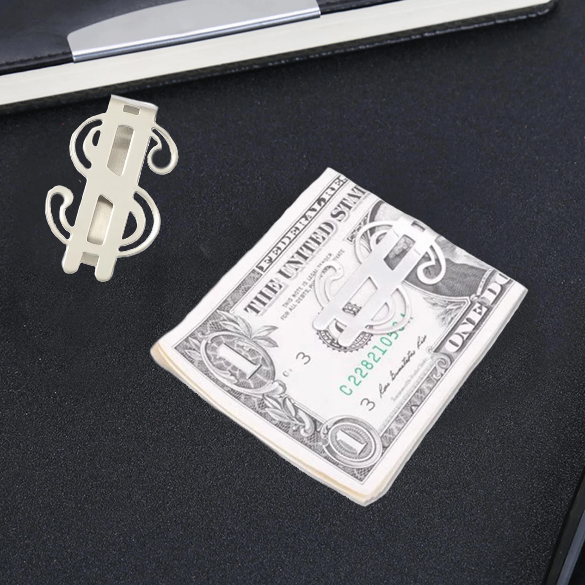 ZAHD 2 SZT. Klipsy na pieniądze męskie Klipsy na pieniądze Money Clip Spinki na banknoty Ultra cienki metalowy klips na pieniądze Klamra na gotówkę na banknoty Karta wizytowa Karta kredytowa, srebro