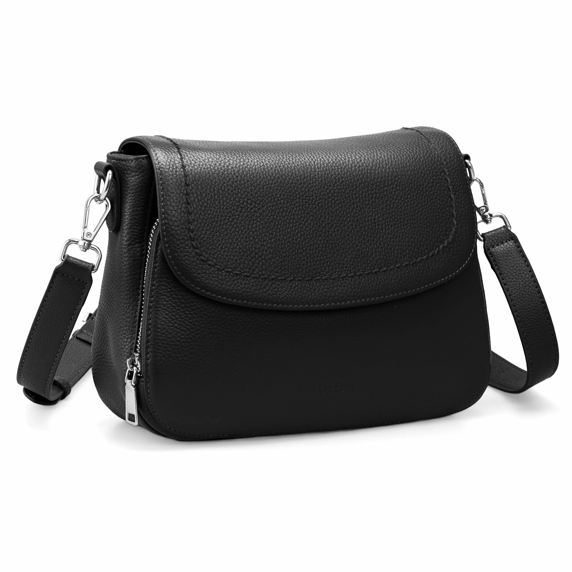 befen Torby crossbody z prawdziwej skóry dla kobiet z wbudowanym portfelem RFID, średnia damska torba podsiodłowa, torebka na ramię