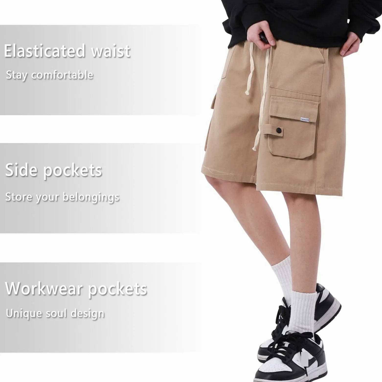 Hewlshawn Damskie szorty na lato, elastyczna talia, bermudy, bojówki, krótkie, luźne spodnie do biegania, wędrówek, aktywności na świeżym powietrzu, streetwear