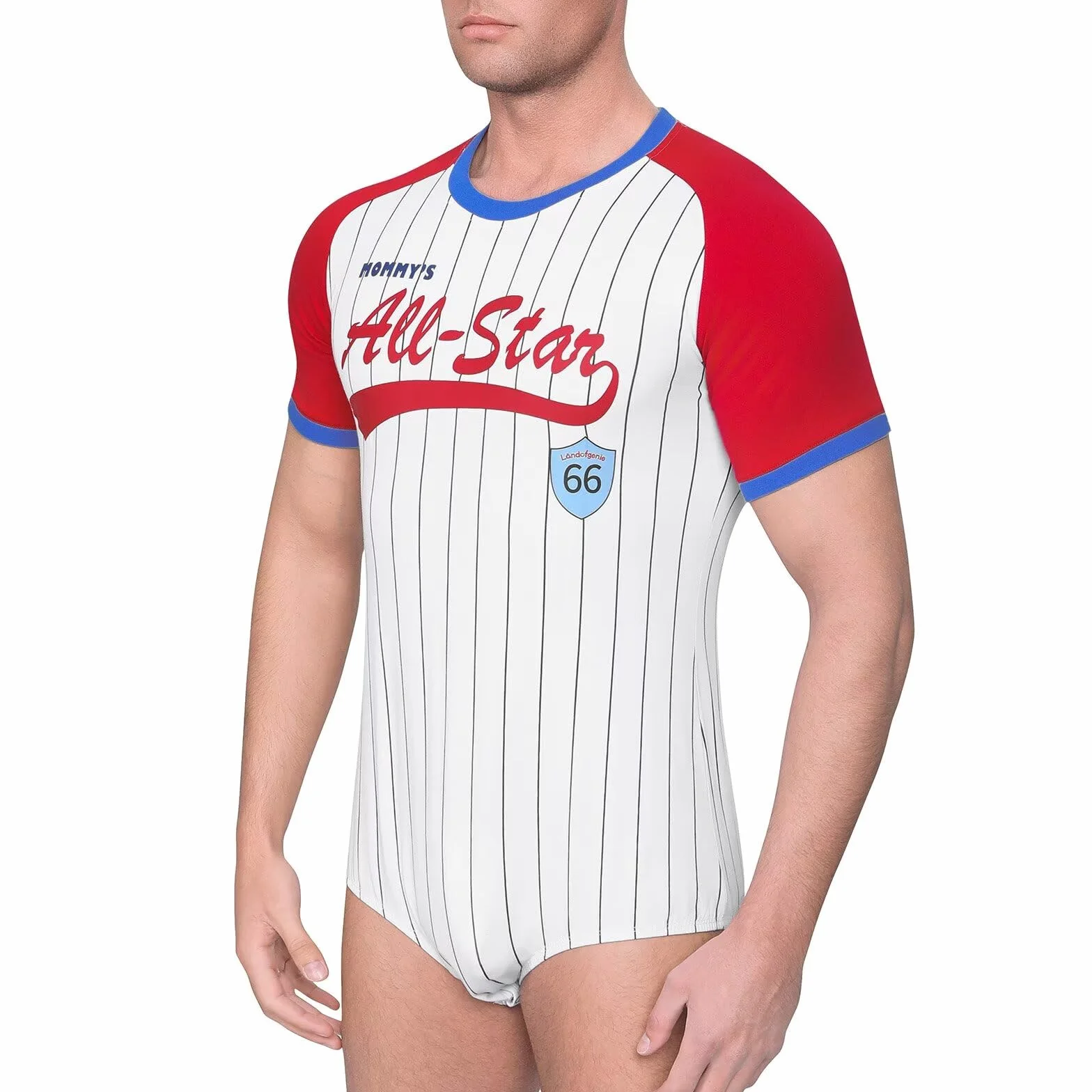 Landofgenie Męskie Bodysuit Piżama Dolne Krocze Top Koszula Paski Raglan Rękawy Onesie Rompers dla Mężczyzn Baseball Classic Striped