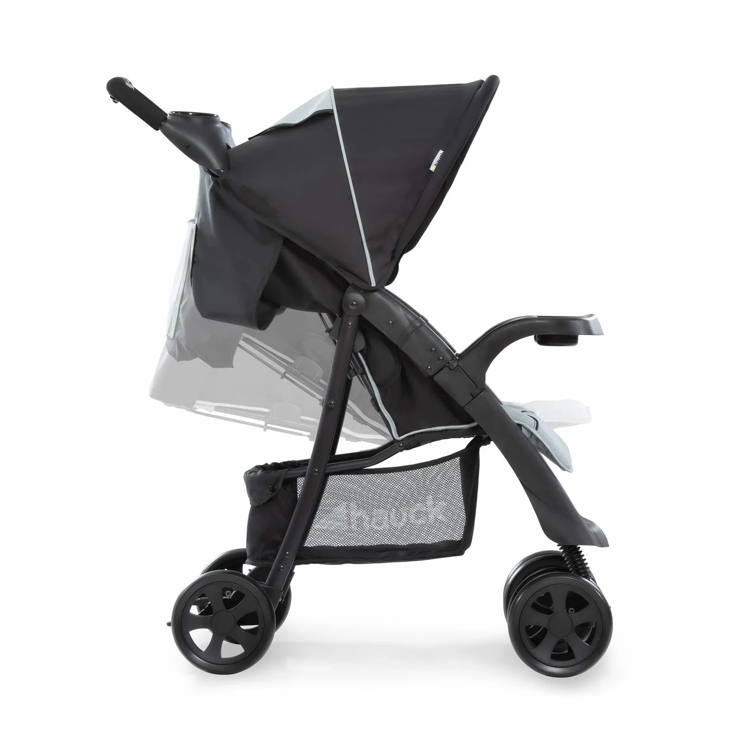 Hauck Shopper Neo II Buggy wózek do 25 kg z funkcją leżenia od narodzin, mały składany, mechanizm składania jedną ręką, lekki, 2 uchwyty na napoje, duży kosz, kolor srebrny / szary
