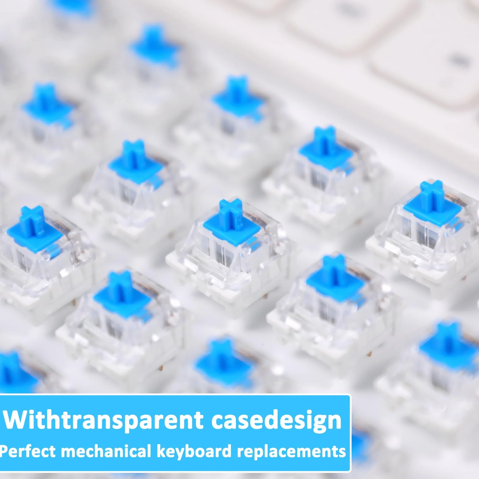 30 niebieskich przełączników do klawiatury mechanicznej, 3-pinowe, wstępnie nasmarowane przełączniki klawiszowe, pyłoszczelne i wodoodporne, akcesoria do mechanicznych klawiatur do gier