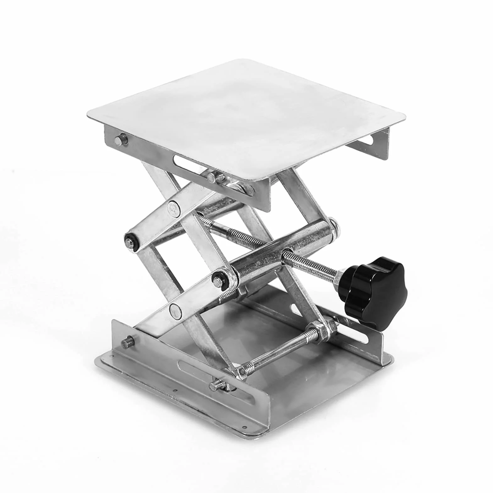 Podnośnik nożycowy laboratoryjny laboratoryjny 10 x 10 cm, laboratoryjny podnośnik ze stali nierdzewnej, stojak nożycowy, podnośnik laboratoryjny, sterowanie ręczne