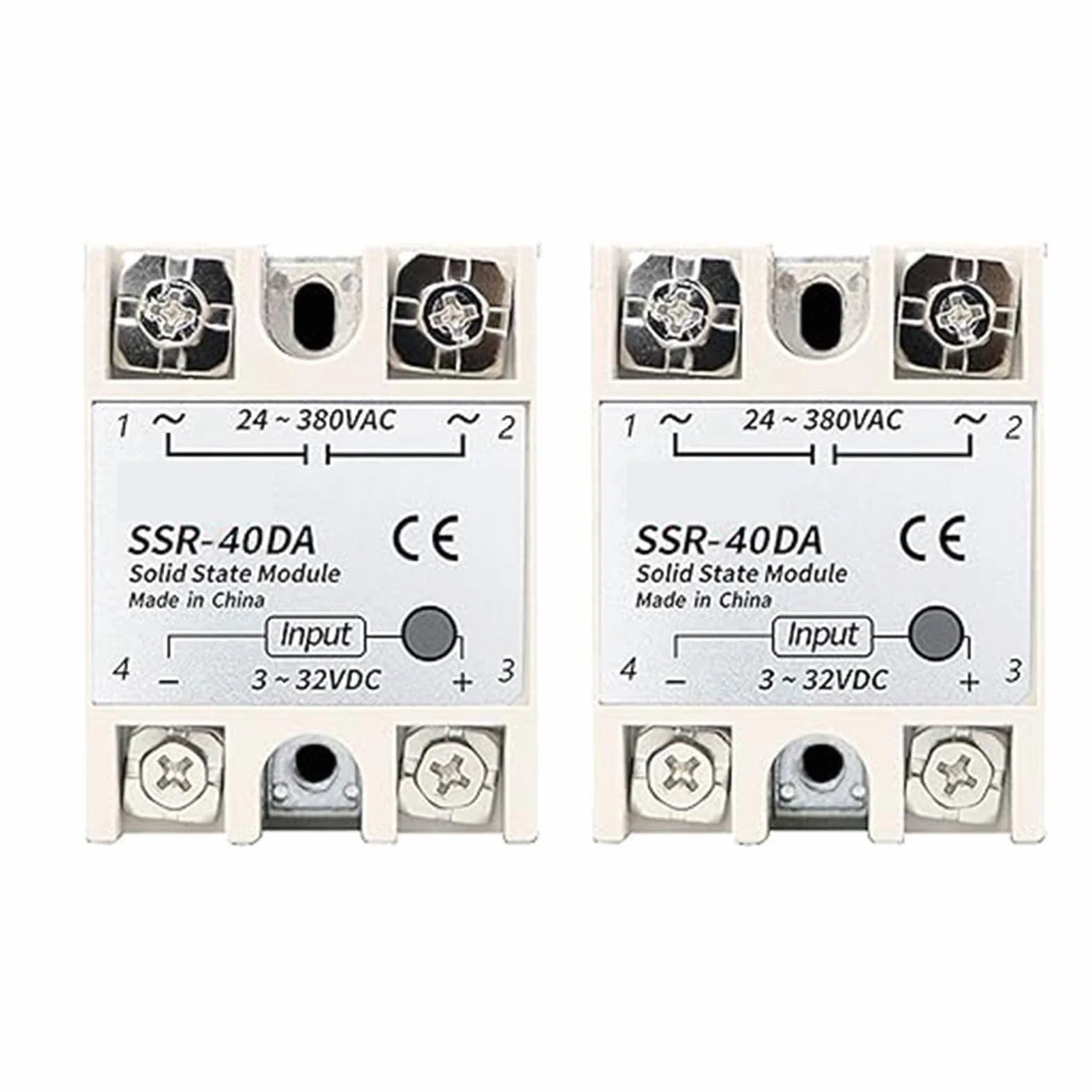 CAM2 2 szt. przekaźnik półprzewodnikowy SSR-40DA, 3-32 V DC, 24-380VAC 40A, automatyczny, montaż na panelu
