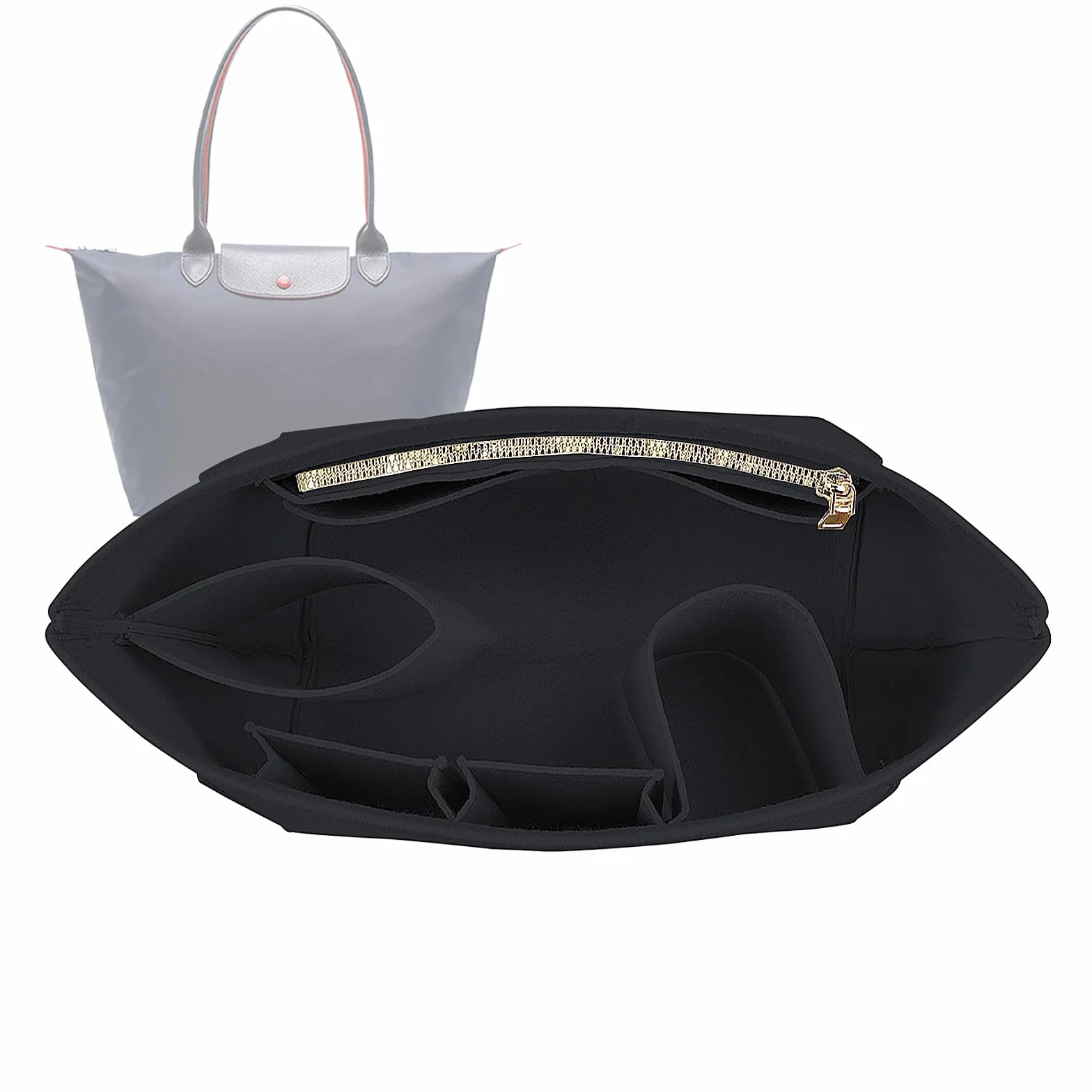 Lckaey Wkładka do organizera do torebki Longchamp le pliage duży organizer na zakupy wkładka filcowy organizer 1028czarny-L