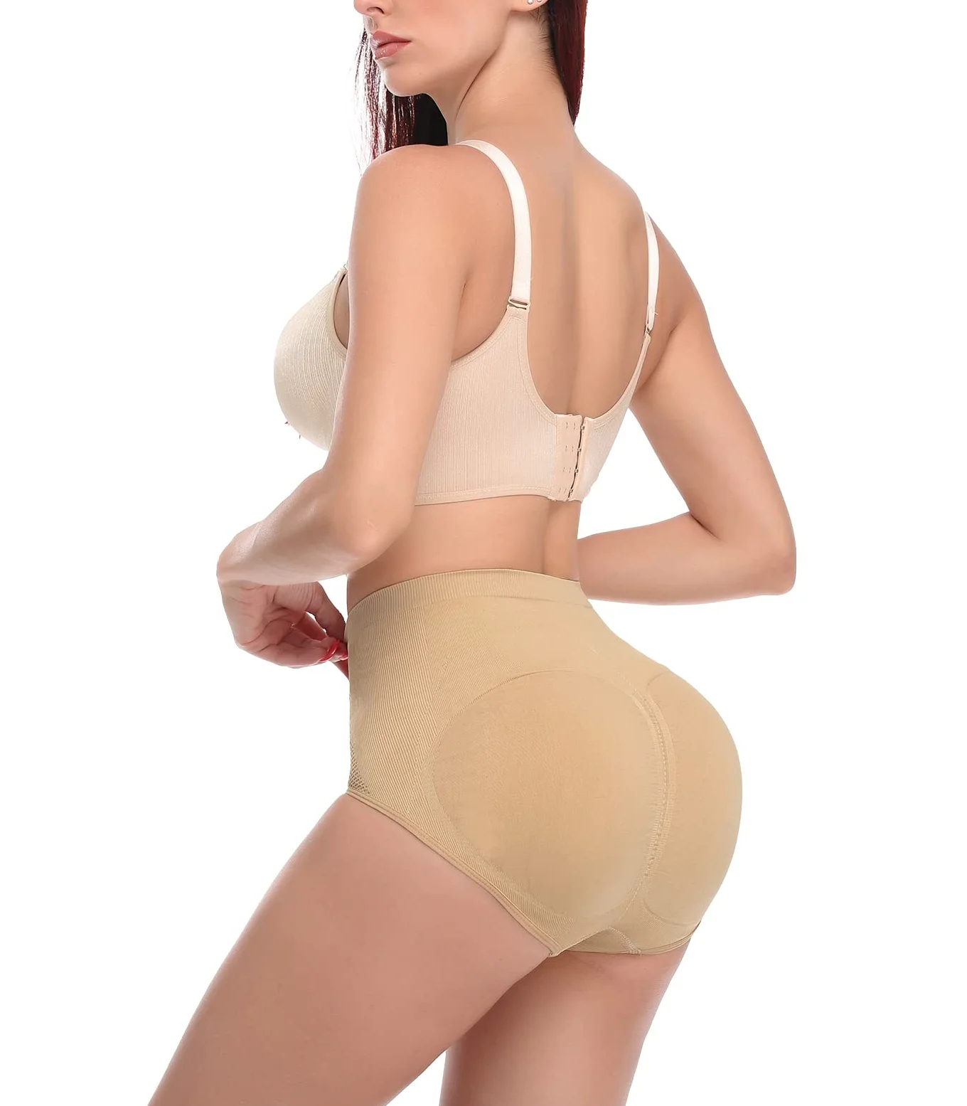 Joyshaper Damskie majtki push-up, majtki modelujące figurę, majtki biodrowe, bielizna modelująca, czarno-beżowe, S-XL