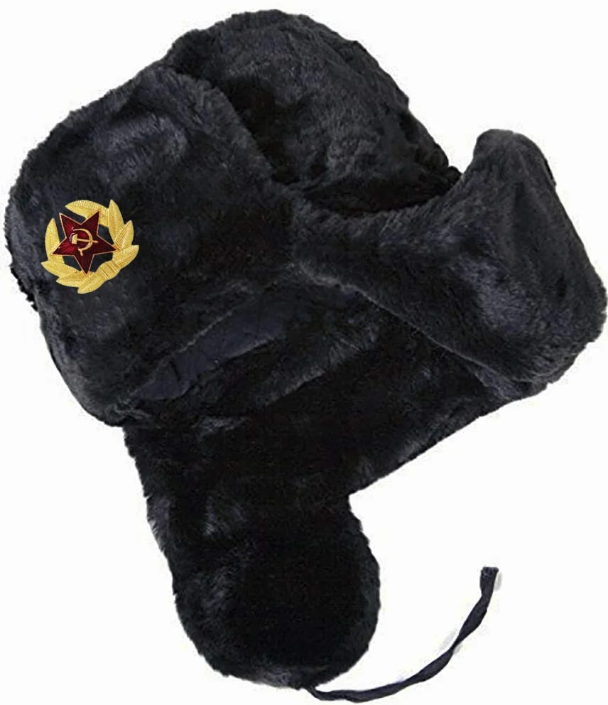 RUSSIAN SKLEP Czarny Colbacco Wełna w Wydziale Armii Rosyjskiej Oryginalny Radziecki Ushanka. (60), Czarny