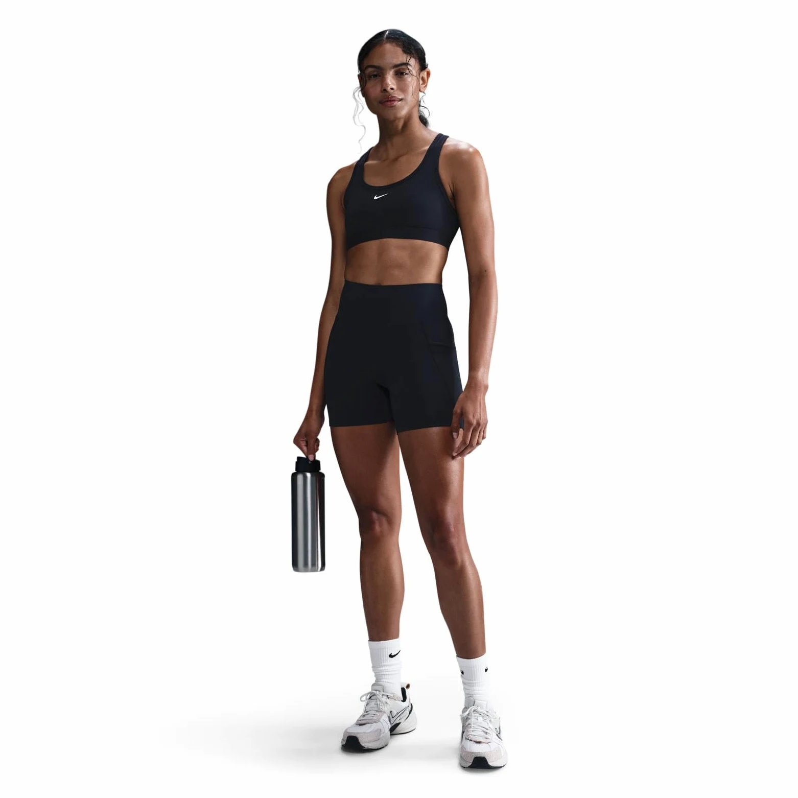 Nike Universa Bike szorty z kieszeniami, średni chwyt i wysoki ściągacz dla kobiet (ok. 12,7 cm), czarne/antracytowe/ciemnoszare, HQ6832-010, M