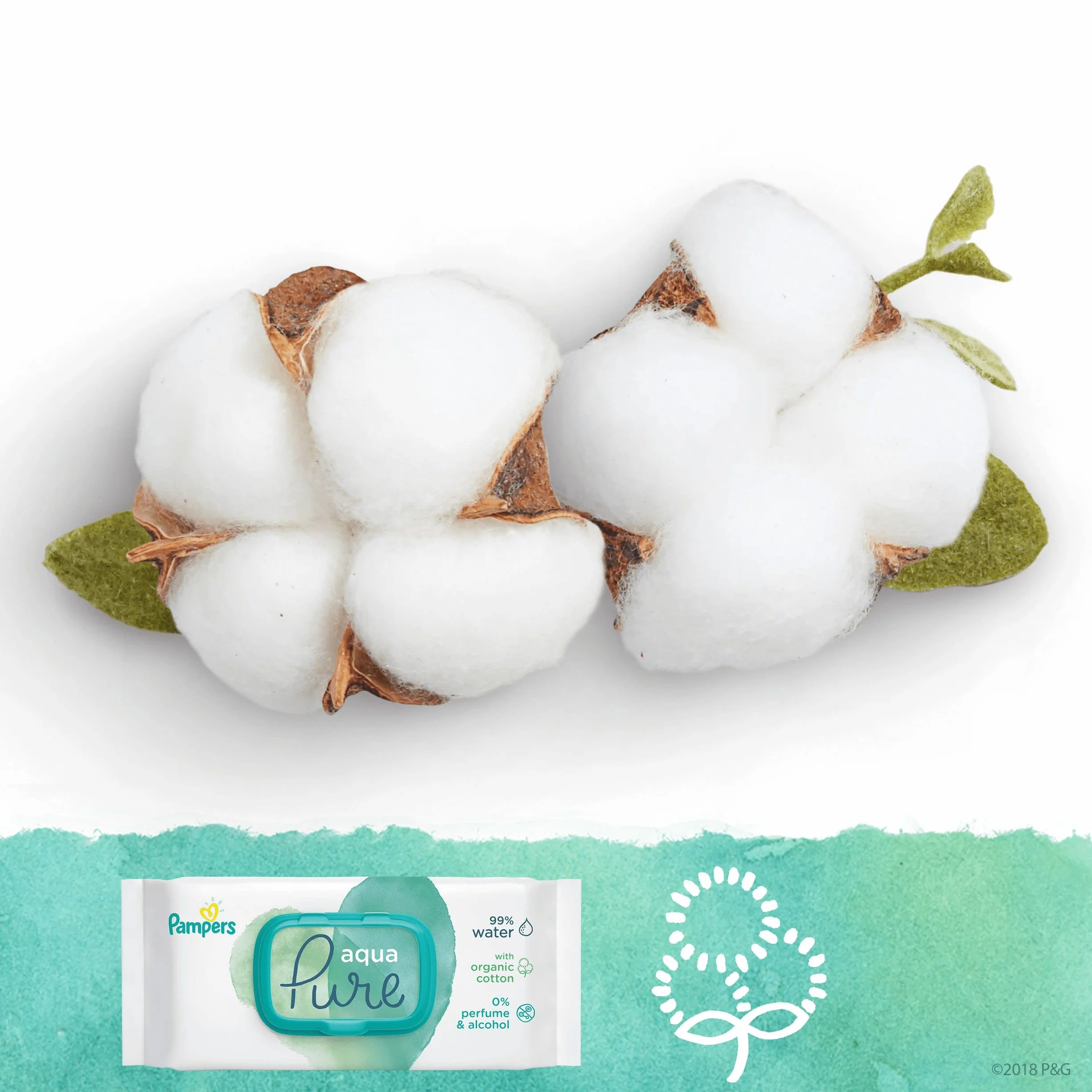 Pampers Aqua Pure Chusteczki Nawilżane Dla Niemowląt i Dzieci 864 Sztuk (18 x 48), Wykonane w 99% z Czystej Wody, Testowane Dermatologicznie