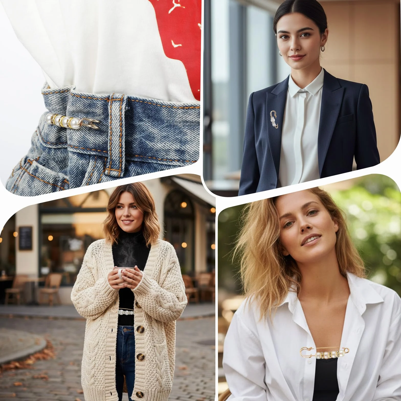Perłowe agrafki zestaw dekoracyjnych agrafek do spodni napinacz talii moda perłowa broszka przypinki perły stras broszki dla kobiet odzież sukienki dżinsy szal akcesoria dekoracyjne