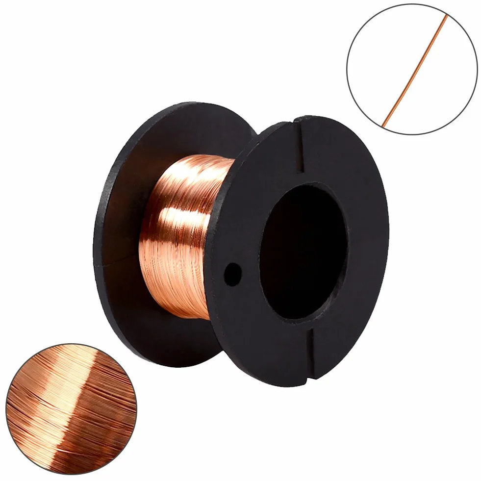 Yunir Miedziane druty emaliowane, 5 szt. 0,1 mm 15 m/49,2 cala emaliowany miedziany drut magnetyczny spiralny