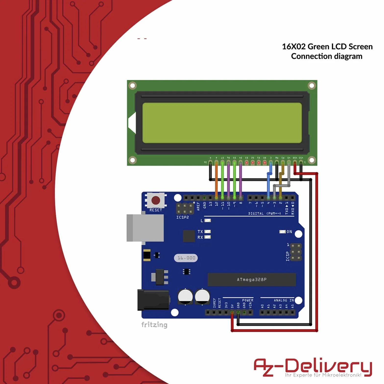 AZDelivery 5 x HD44780 1602 LCD Module Display 2x16 znaków z zielonym tle i czarne kompatybilny z Arduino i Raspberry Pi znaki tym e-Book!