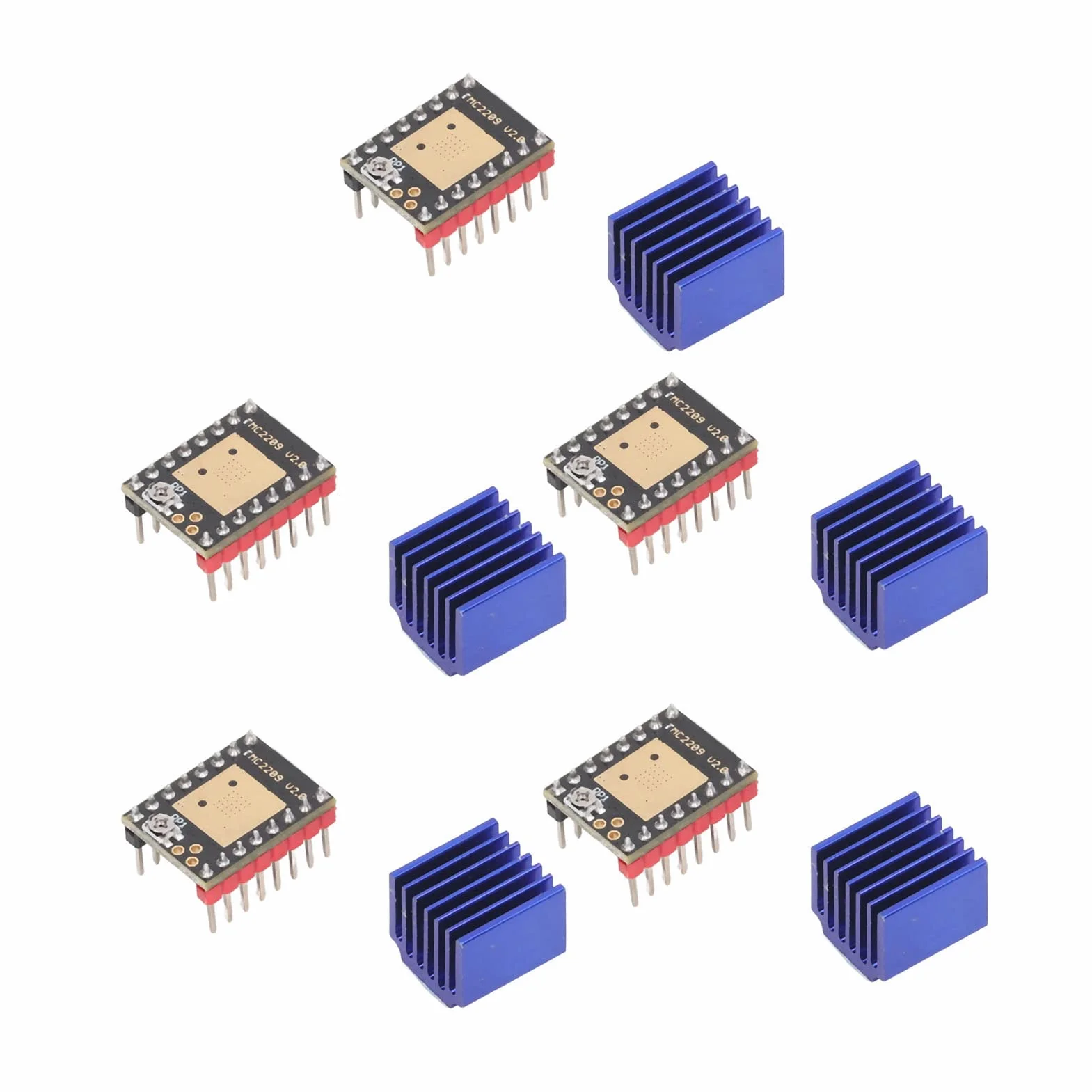 5 Zestawów Sterownik Silnika Krokowego Stepstick 2.5A Uart Ultra Silent TMC2209 V2.0 Nema17 moduł Sterownika Silnika Krokowego
