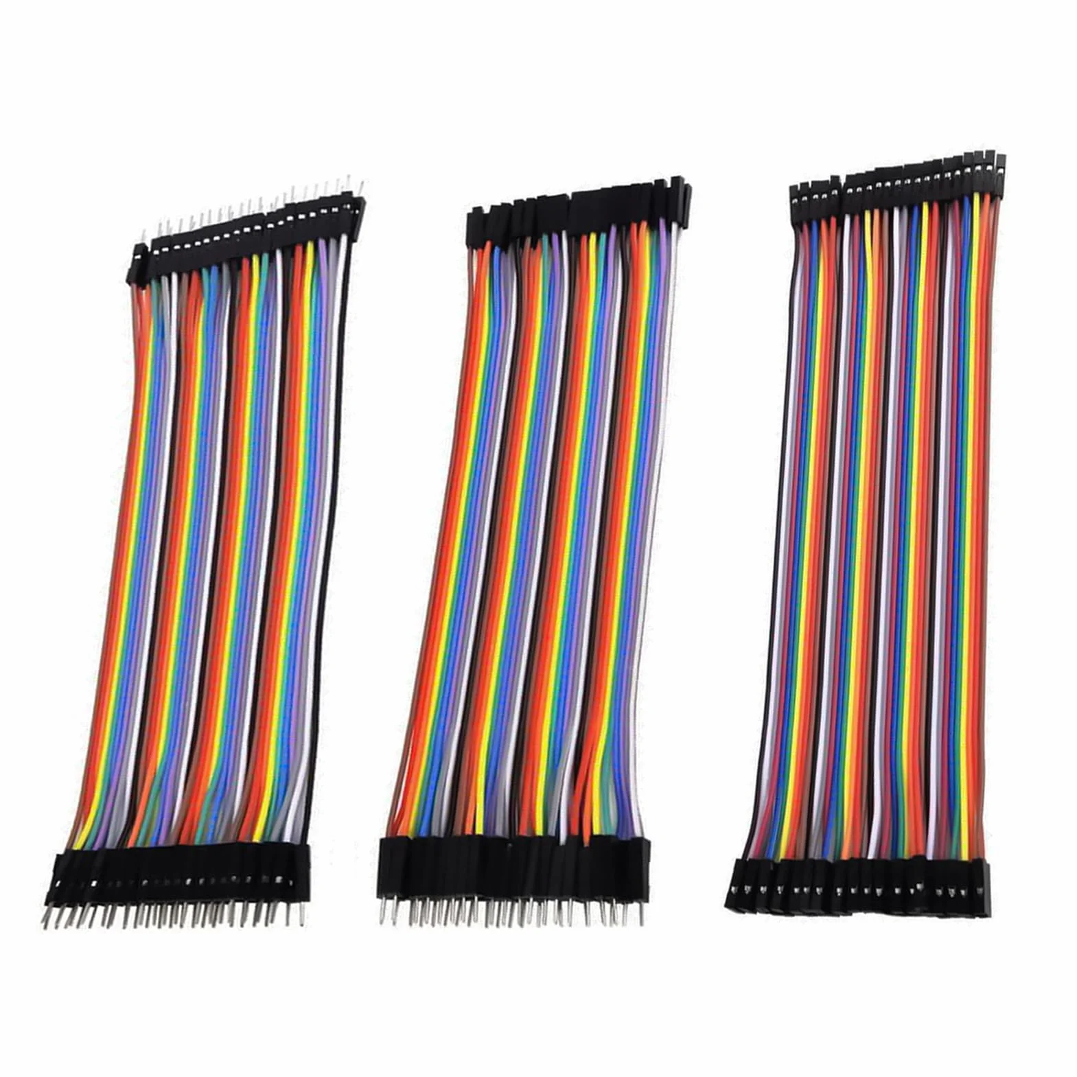 120 sztuk kabel, kabel kablowy Dupont, 40 pinów 3 w 1 taśma kablowa męska, żeńska, męska, żeńska, żeńska, wielokolorowe przewody rozdzielane do prototypowania Pi Arduino, kable 2,54 mm 20 cm