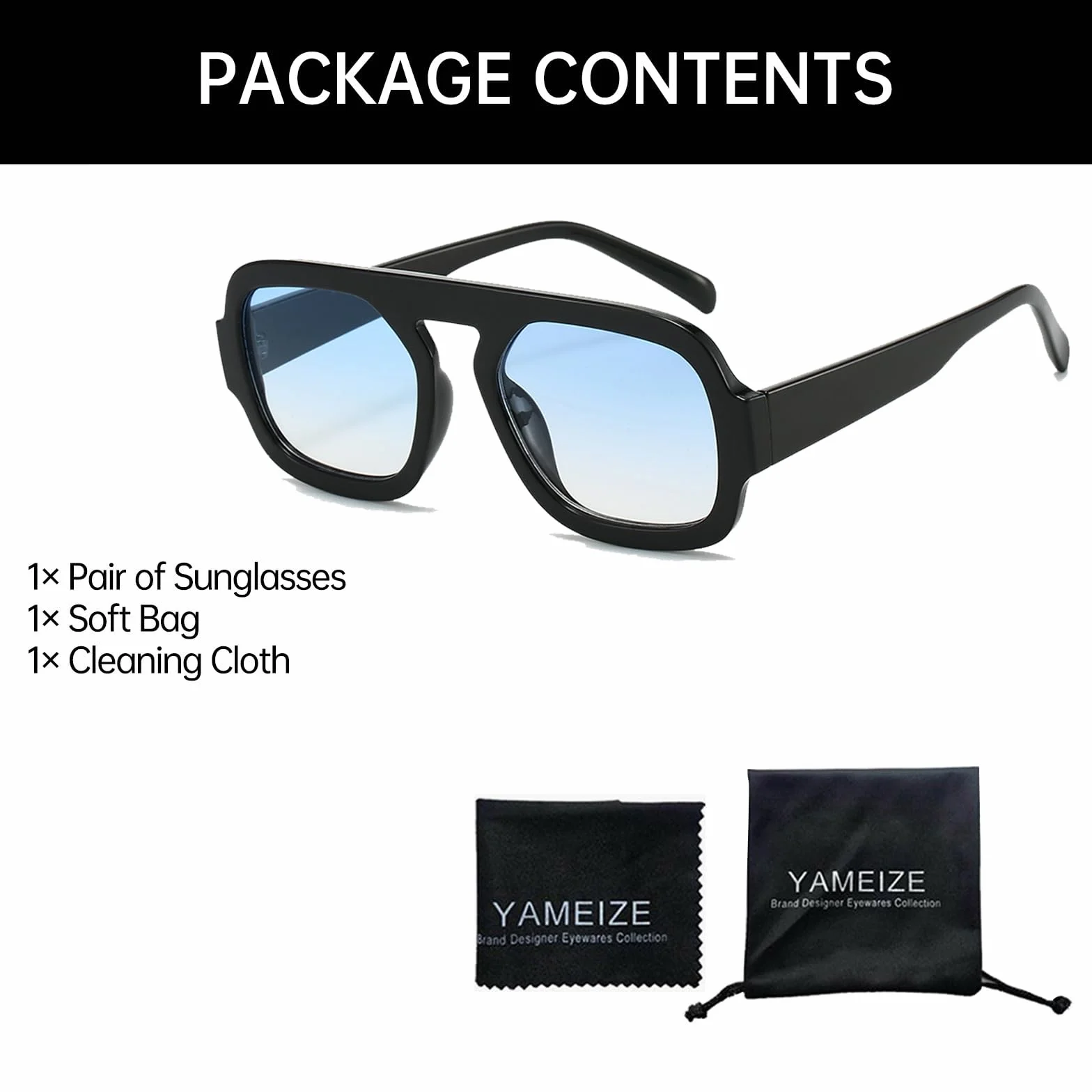YAMEIZE Kwadratowe okulary przeciwsłoneczne retro 70S UV400