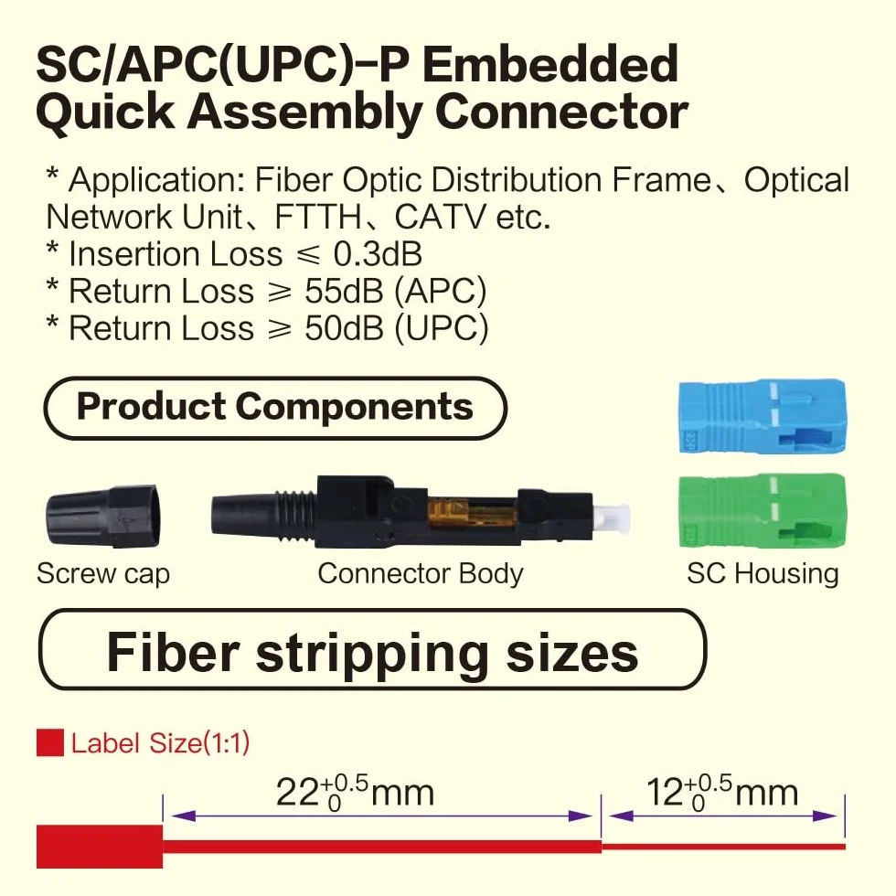 10 szt. Szybkie złącze do światłowodu SC APC Fiber Optic Fast Connector Quick Connector szybkie złącze montażowe
