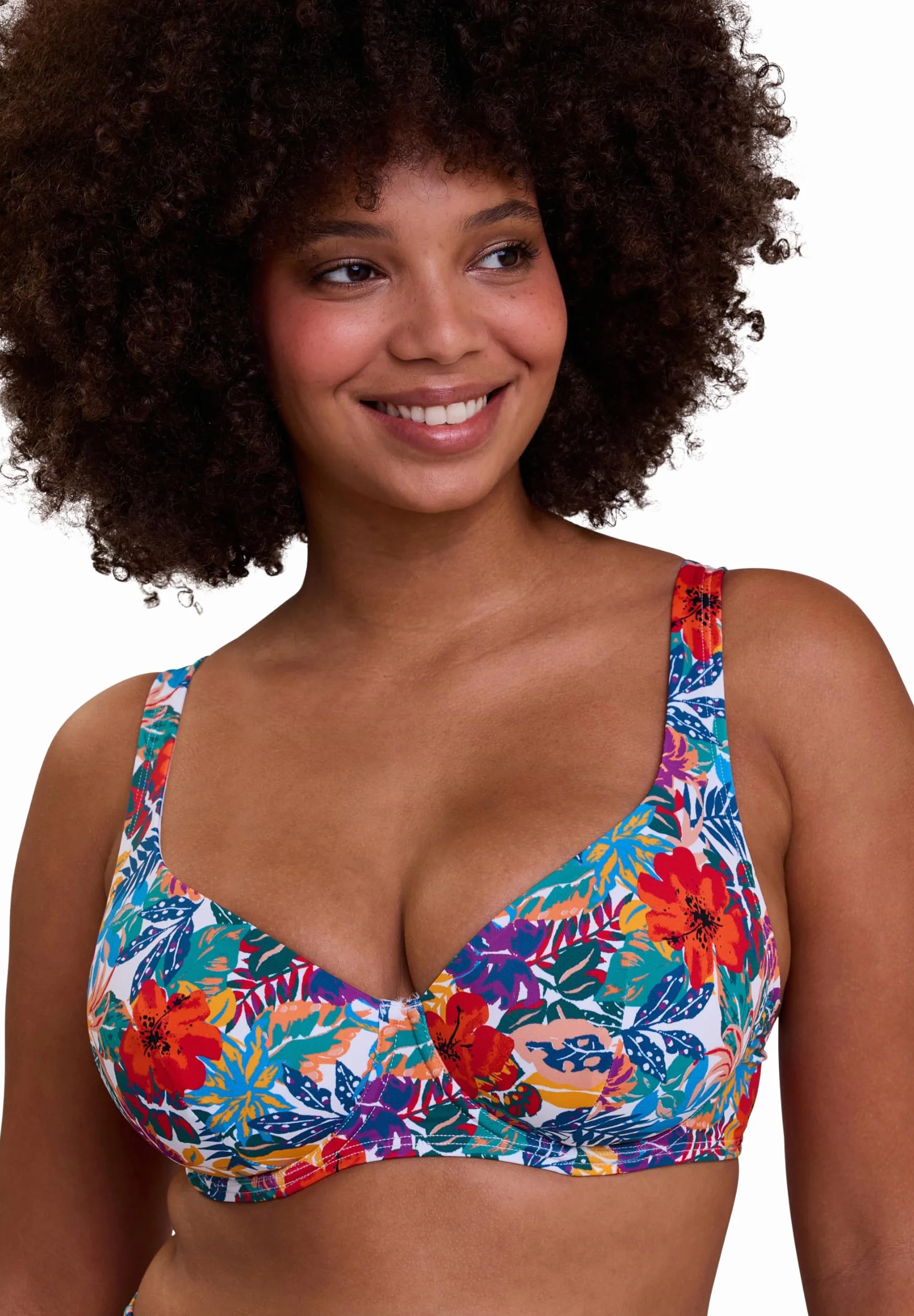 Sans Complexe Curaçao bikini damskie 85D wielokolorowy nadruk tropikalny