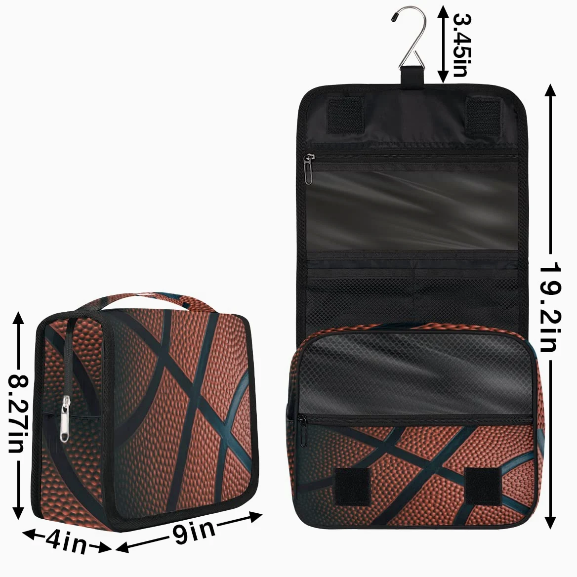 Koszykówka Podróżna Kosmetyczka Koszykówka Nadruk Mycie Torba Unisex Wiszące przybory toaletowe Kosmetyczka Organizer do makijażu, wielobarwny, Jeden rozmiar