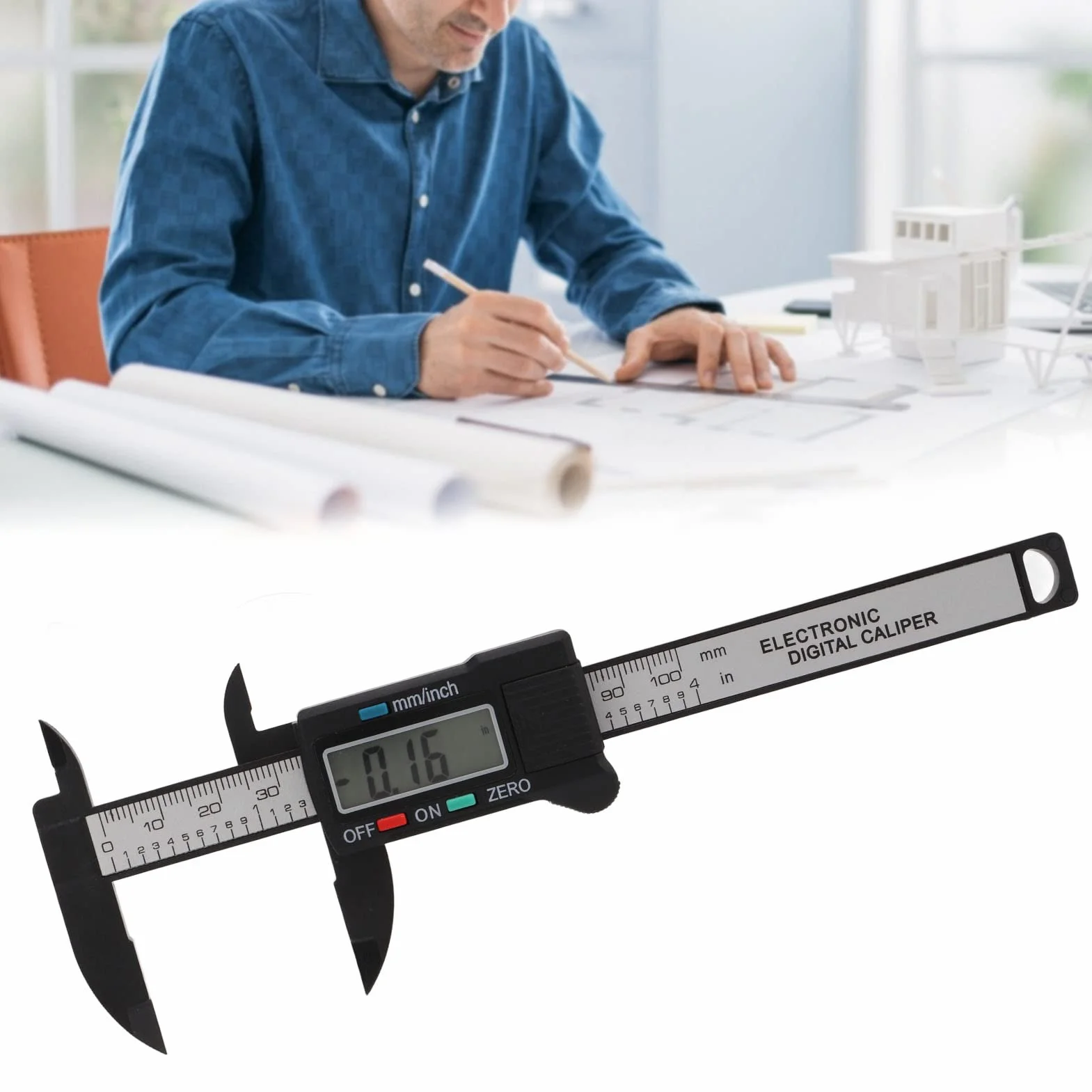 Suwmiarka Cyfrowa Mini LED, Przenośna i łatwa w Użyciu, materiał ABS, Wyświetlacz LED, Idealny , Narzędzie Pomiarowe od 0 do 100 Mm z konwersją na Cale Metryczne, Suwmiarka