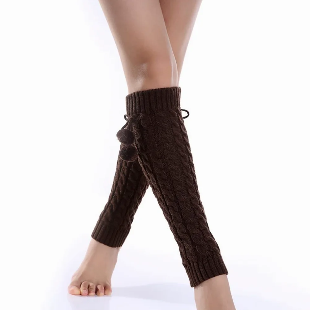Zimowe dzianinowe skarpety damskie ocieplacze na nogi solidne skarpety do kolan legginsy wysokie elastyczne ocieplacze na nogi (kolor: A, rozmiar: 42 cm) (D 42 cm)