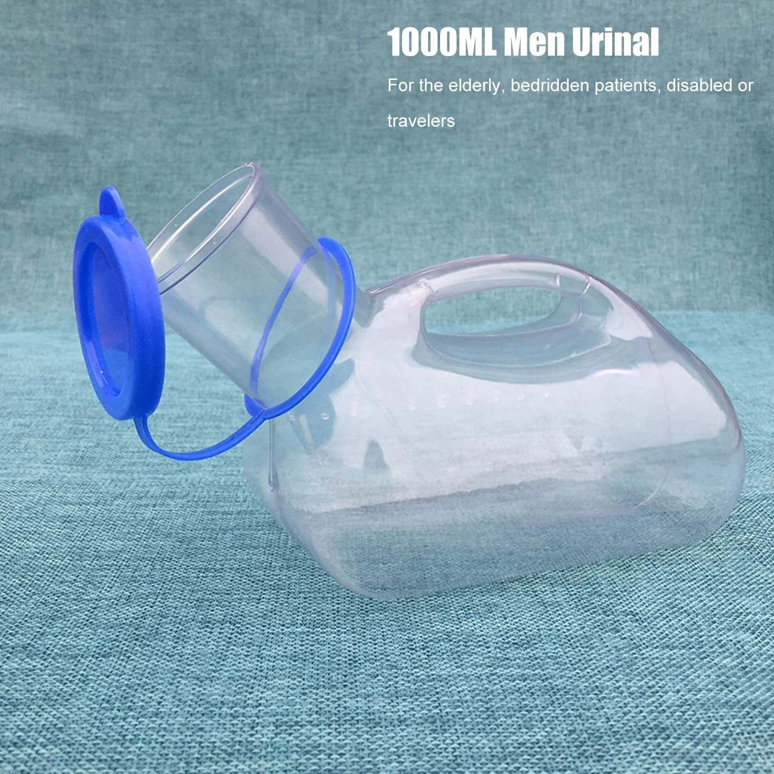 Pisuary dla Mężczyzn, Męskie Butelki Pisuarowe 1000 Ml Przenośny Pisuar Męski z pokrywką Przezroczysty Plastikowy Pojemnik na Mocz Butelki Pee dla Podróżnych Osoby w Podeszłym