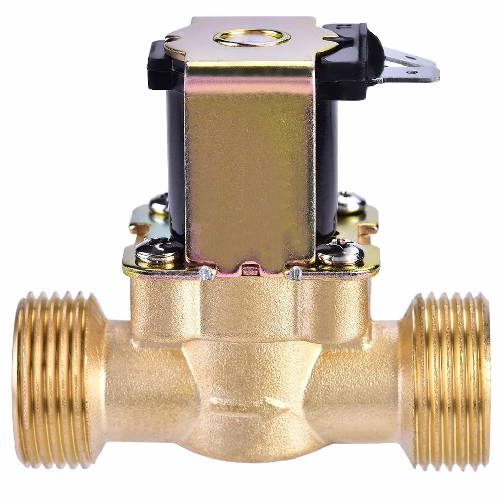 Elektryczny zawór elektromagnetyczny, 3/10.2 cm DC 24 V normalnie zamknięty mosiężny magnetyczny zawór przepływu wody przełącznik przepływu wody do regulacji wody