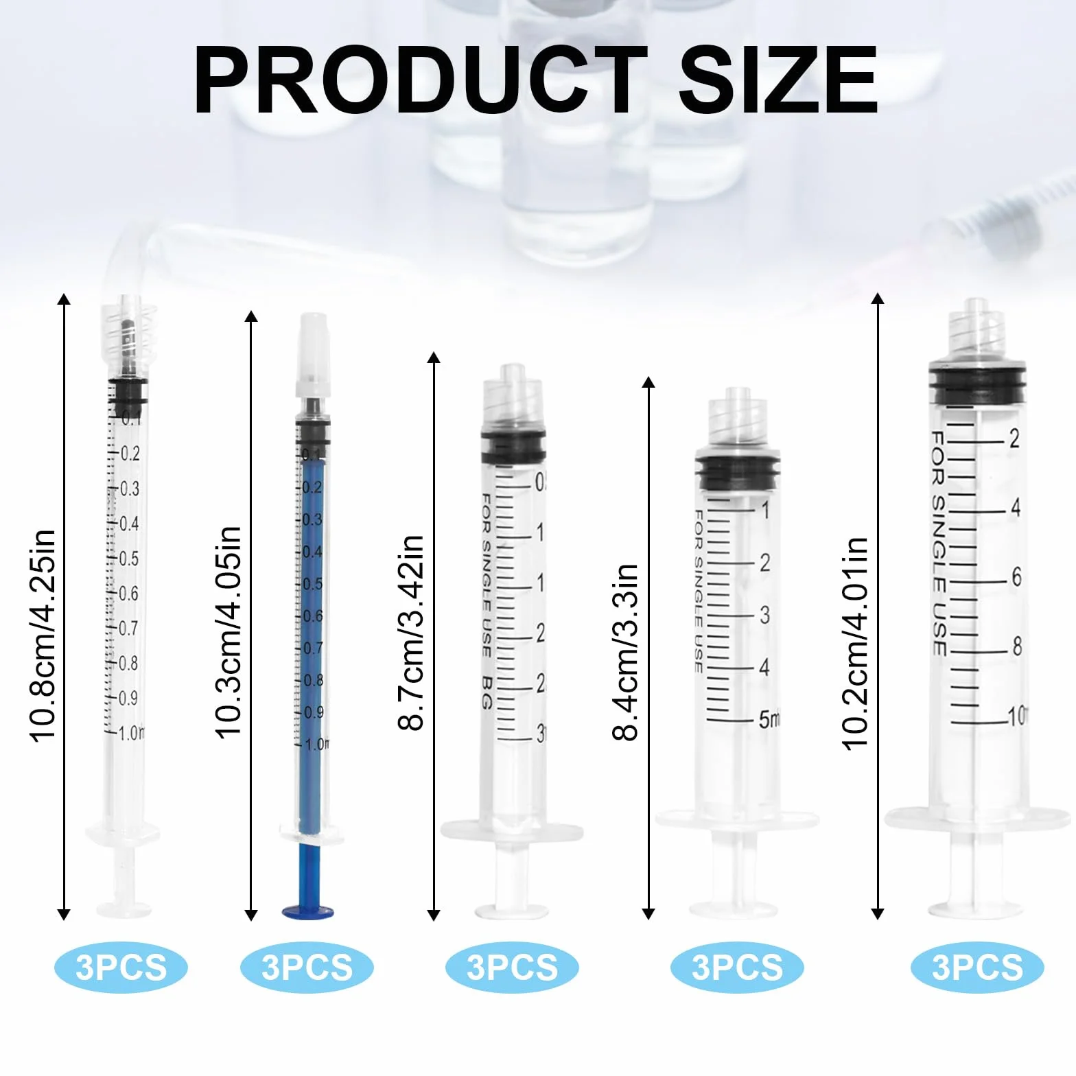 Zestaw strzykawek z siarą, 15 sztuk, 1 ml, 3 ml, 5 ml, 10 ml, strzykawka dozująca z tępą igłą i nasadką, strzykawka wielokrotnego użytku, plastikowa strzykawka do karmienia zwierząt, przemysłu,