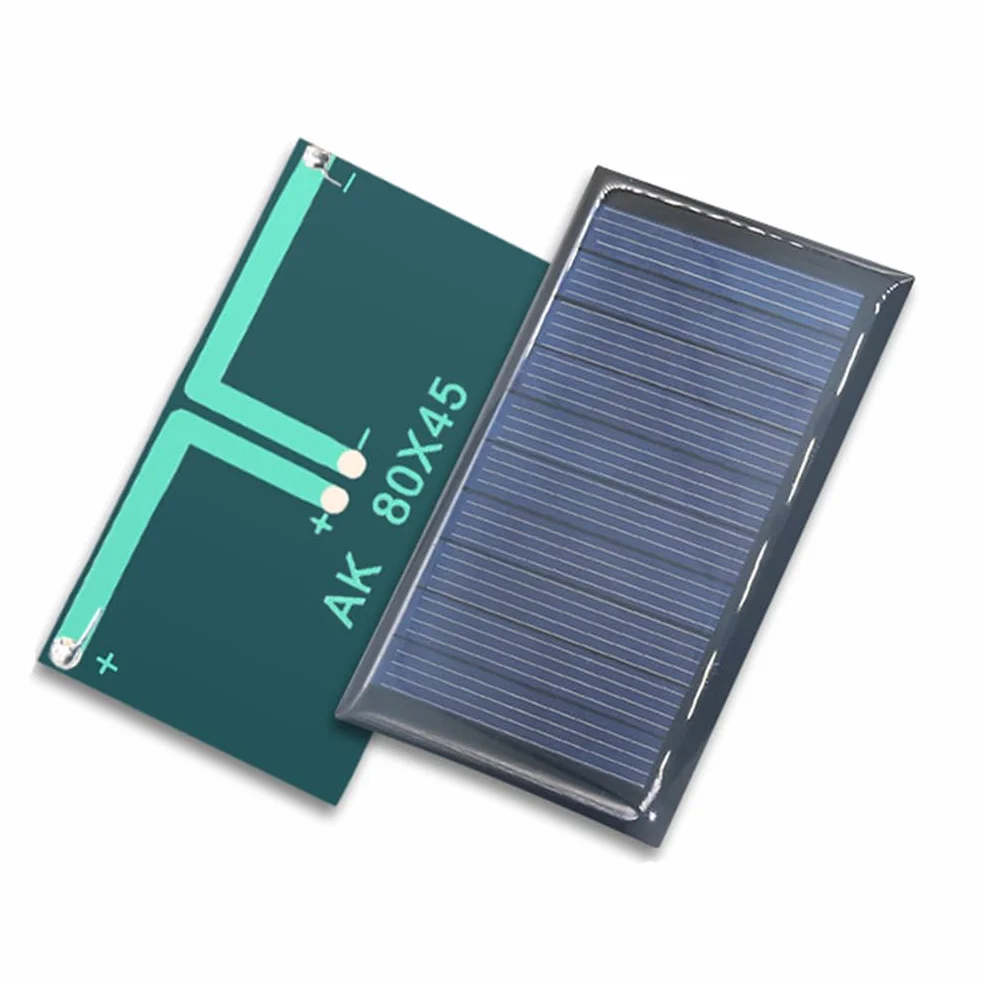 Mini panel słoneczny, mikro moduł słoneczny, mały panel słoneczny, polikrystaliczny krzem, odpowiedni do rowerów solarnych, plecaków solarnych, lamp trawnikowych, lamp, 5 sztuk, 80 x 45 mm, 5 V 100 mA