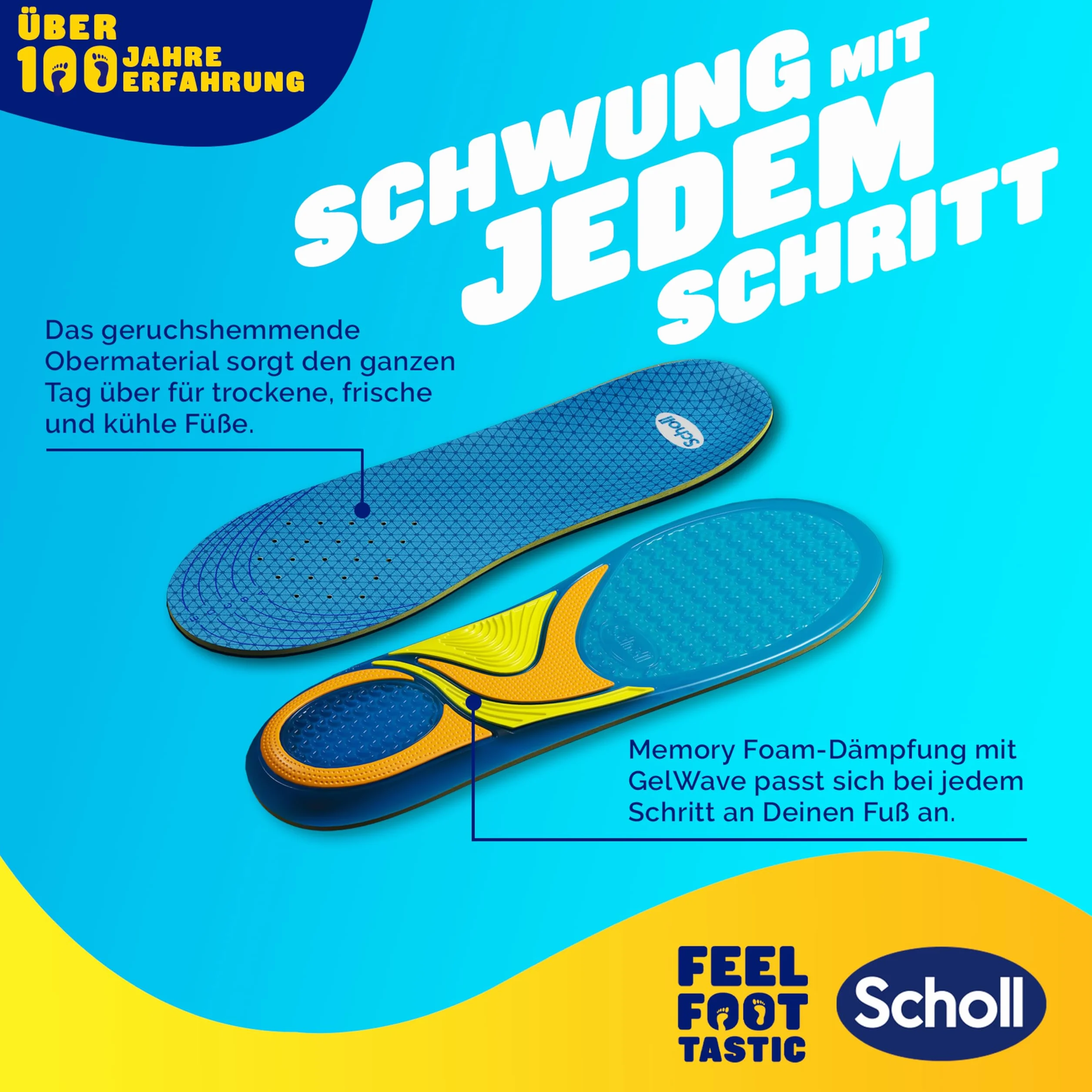 Scholl GelActiv Everyday wkładki dla mężczyzn, komfortowe stopy przez cały dzień, amortyzacja z pianki z pamięcią kształtu i technologia GelWave dopasowują się do stóp i zapewniają najwyższy komfort