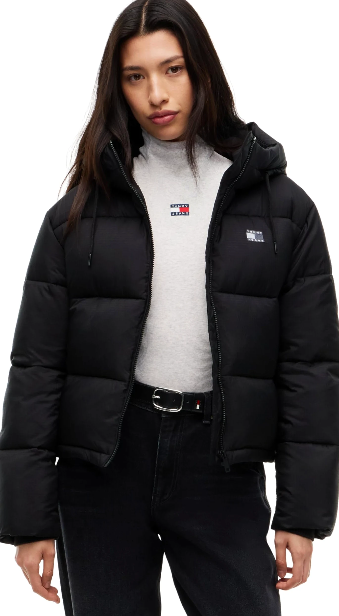 TOMMY JEANS Damska kurtka puchowa z kapturem TJW DW0DW21625, czarna, XL, czarny (czarny), XL