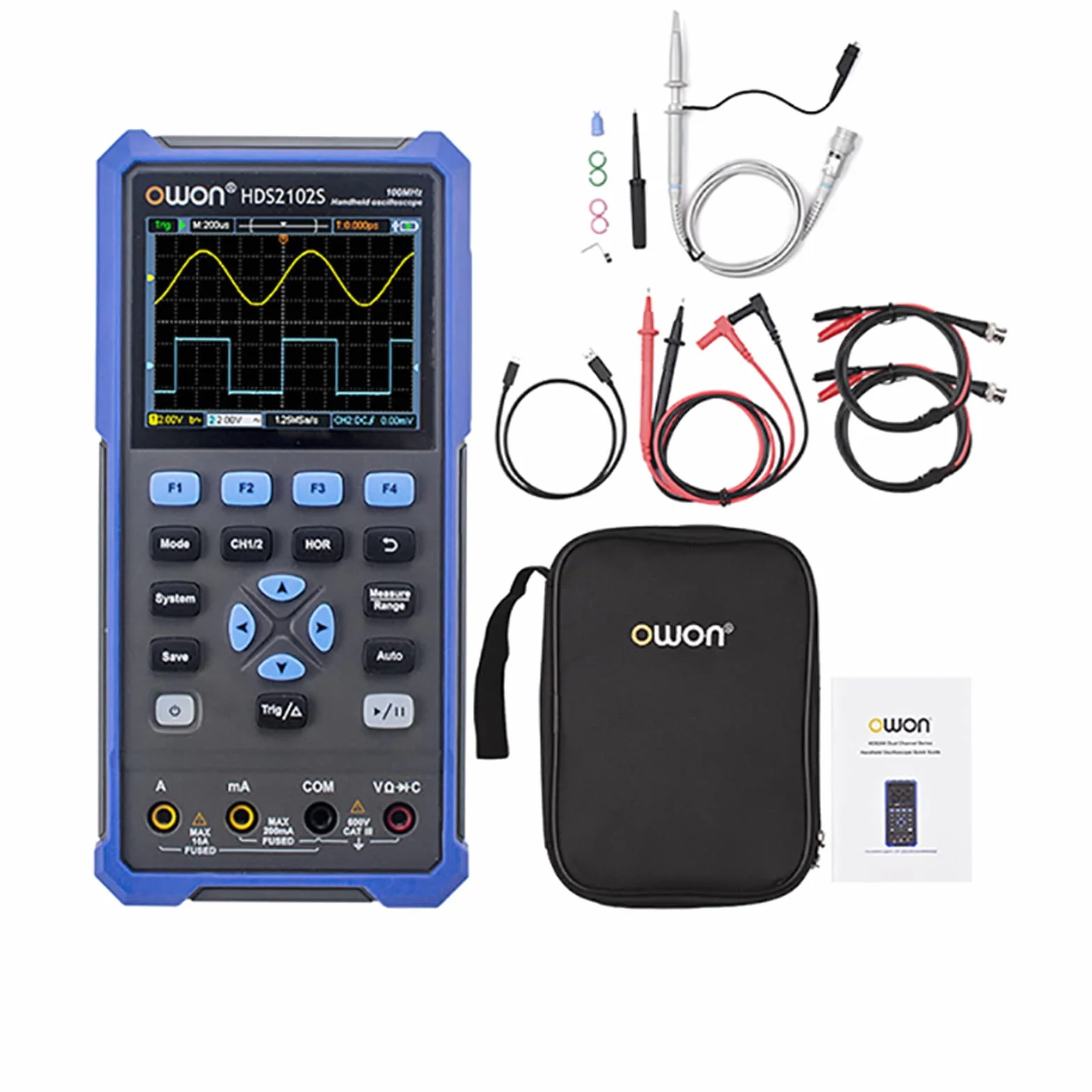 OWON HDS2102S 2-kanałowy oscyloskop ręczny 100 MHz szerokość pasma 20000 multimetr OSC + DMM + generator kształtu fali