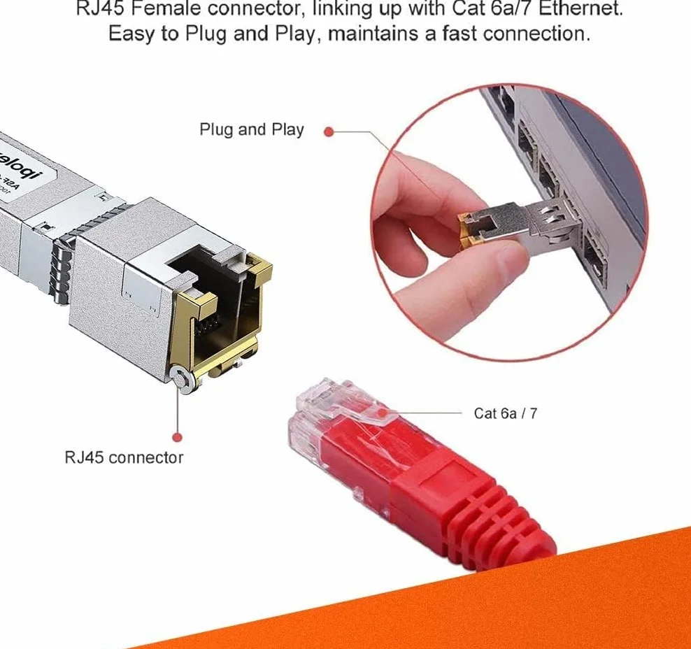 ipolex 10G RJ45 Copper SFP+ Transceiver, 10GBase-T 30 m Mini-Gbic moduł kompatybilny z Ubiquiti UniFi UF-RJ45-10G, Cisco SFP-10G-T-S, Mikrotik S+RJ10, Netgear itp. 1 opakowanie