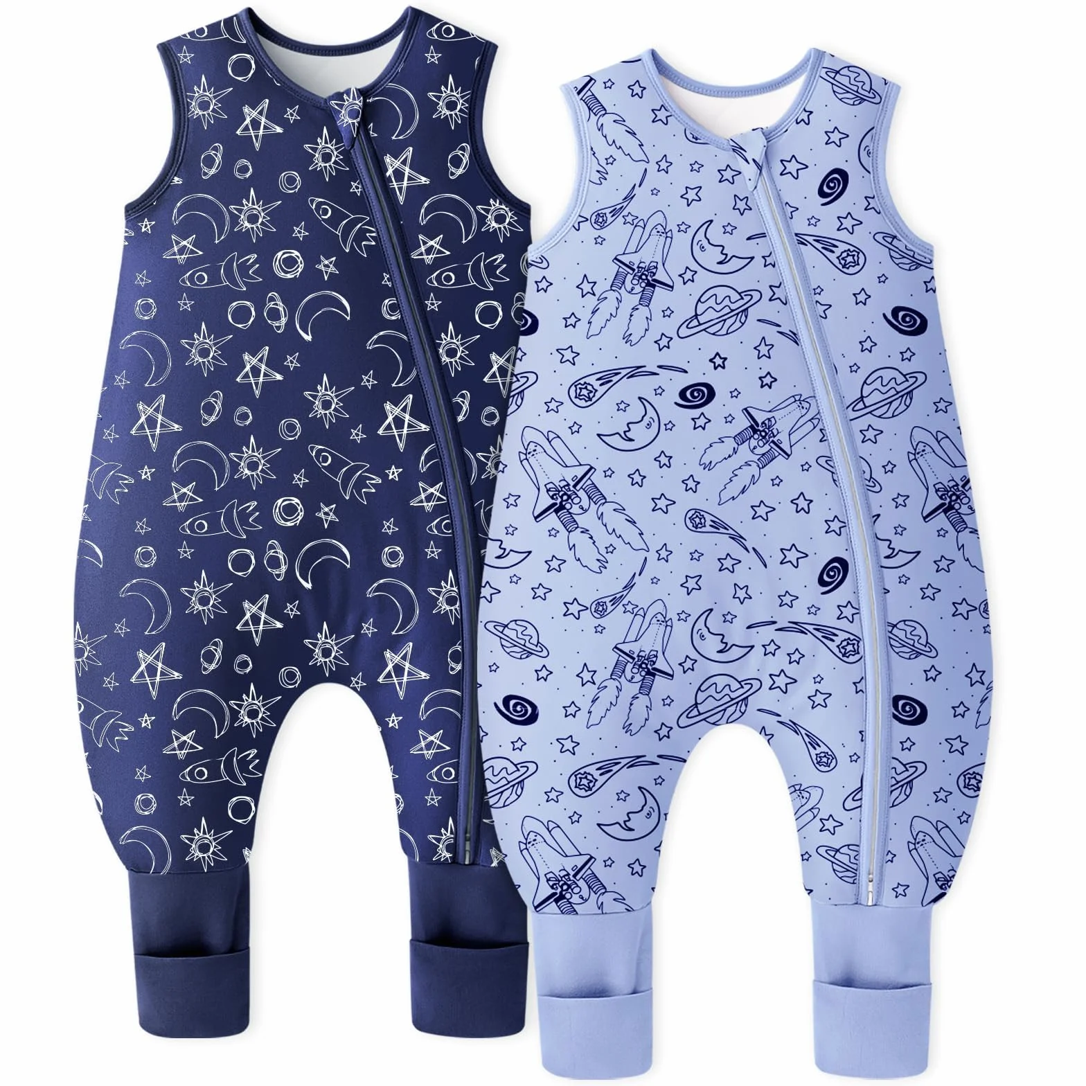 Unnivoll Śpiworek dla niemowląt z nogawkami 1,5 tog, 2-pack, śpiworek dla niemowląt z bawełny na cały rok, śpiworek z nogawkami, miękki śpiworek dla niemowląt 80 cm dla chłopców i dziewczynek