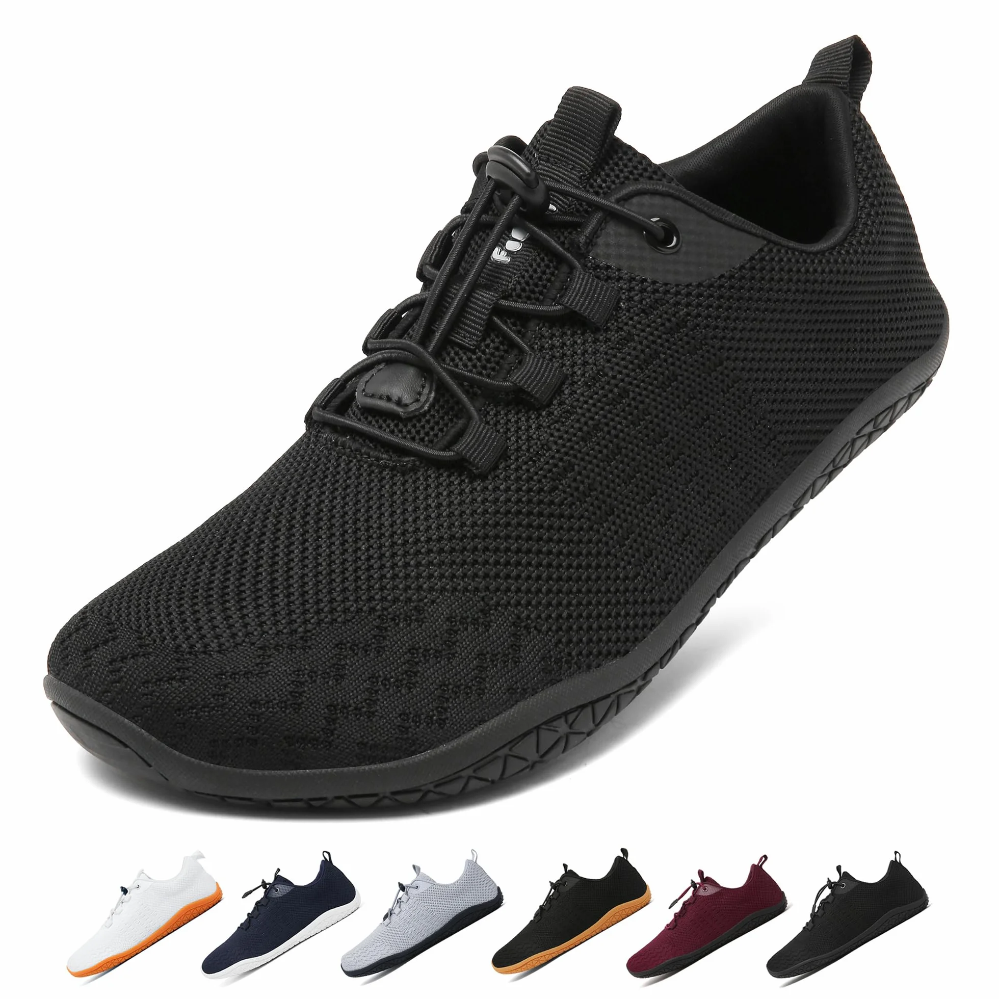 Geweo Buty Barefoot Mężczyźni Kobiety Lato Barefoot Shoes Szeroką Skrzynką na Palce Lato Oddychające Buty do Biegania Buty do Treningu Lekkie Wygodne Buty Fitness Sneaker Unisex Czarny 47EU