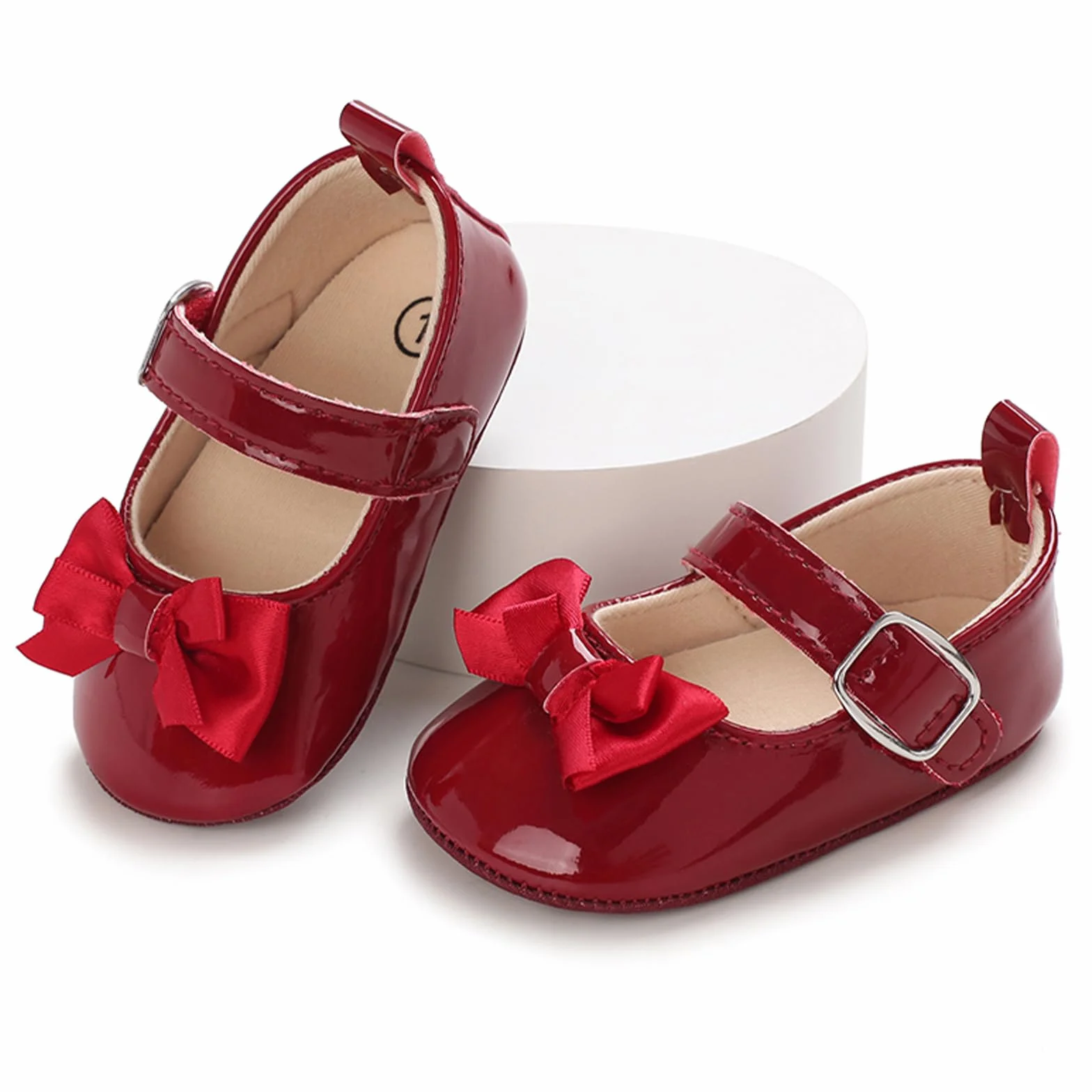 MASOCIO Buty Mary Jane dla dziewczynek antypoślizgowe Czerwony 2 6-12 Miesiące